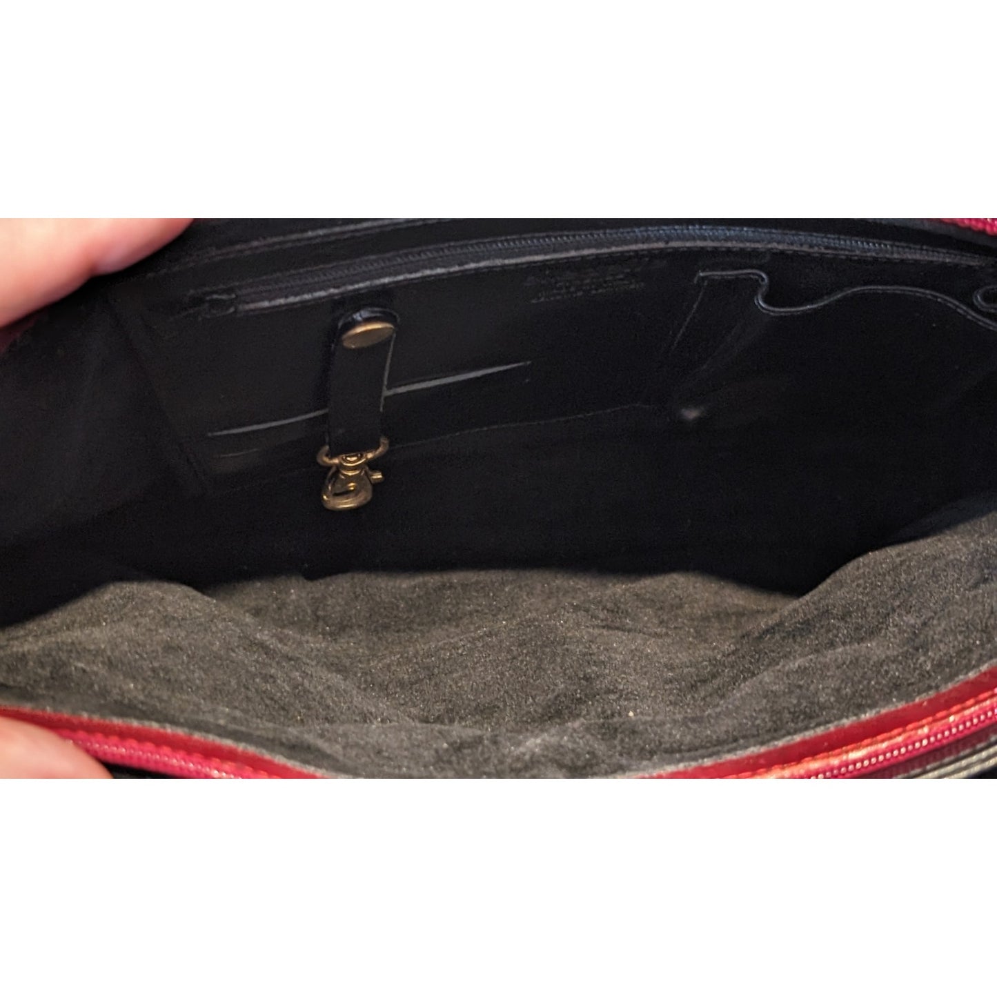 Rare Vintage Elle Cieffe Firenze Black & Red Leather Tote Bag Made in Italy