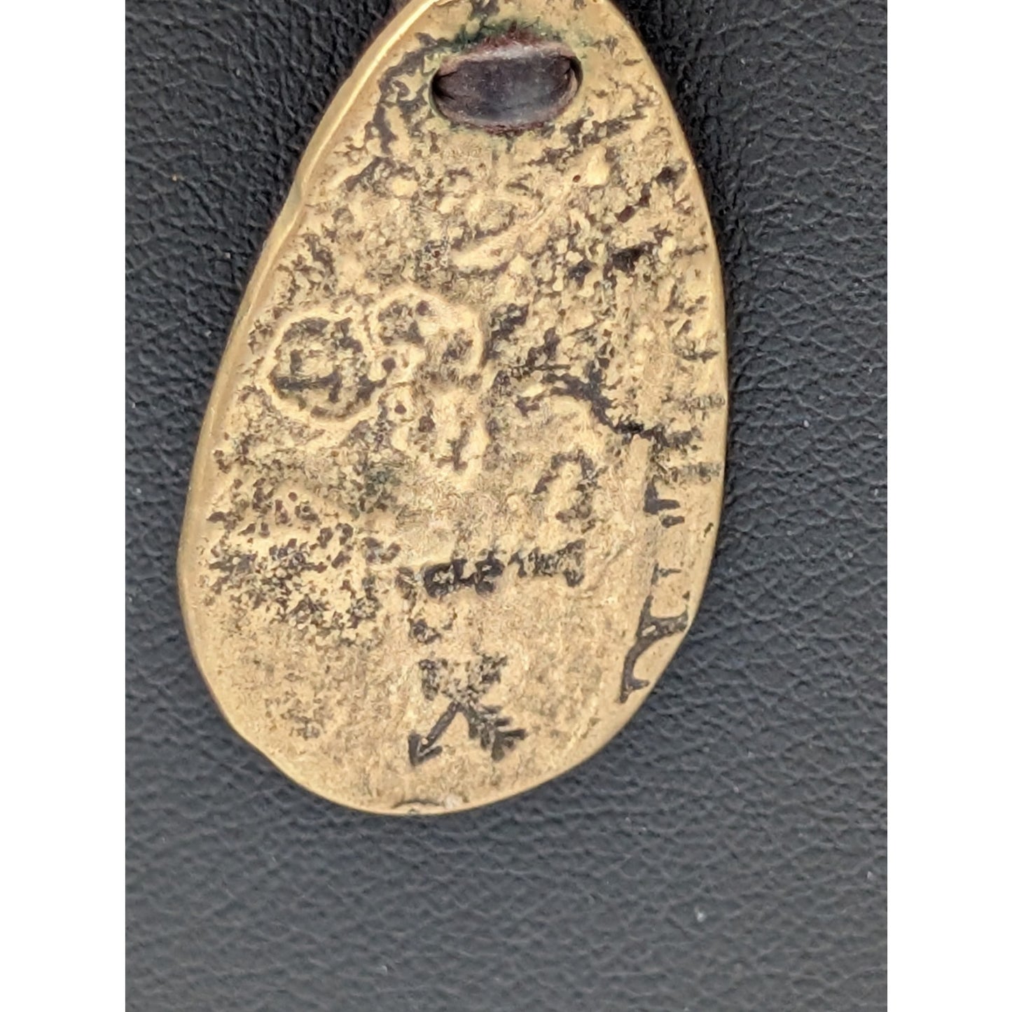 Boho CLP Rawhide Gold Hammered Teardrop Pendant Necklace