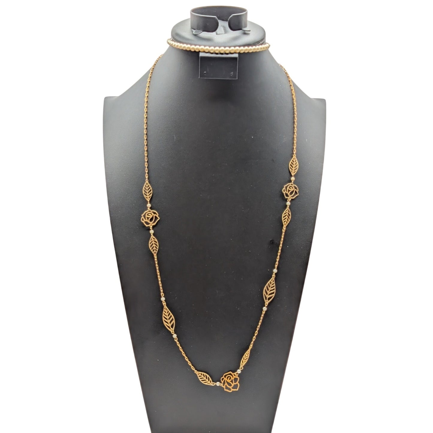 Vtg 80s Avon Romantic Expressions Gold Tone Chain & Faux Pearl Choker Necklaces