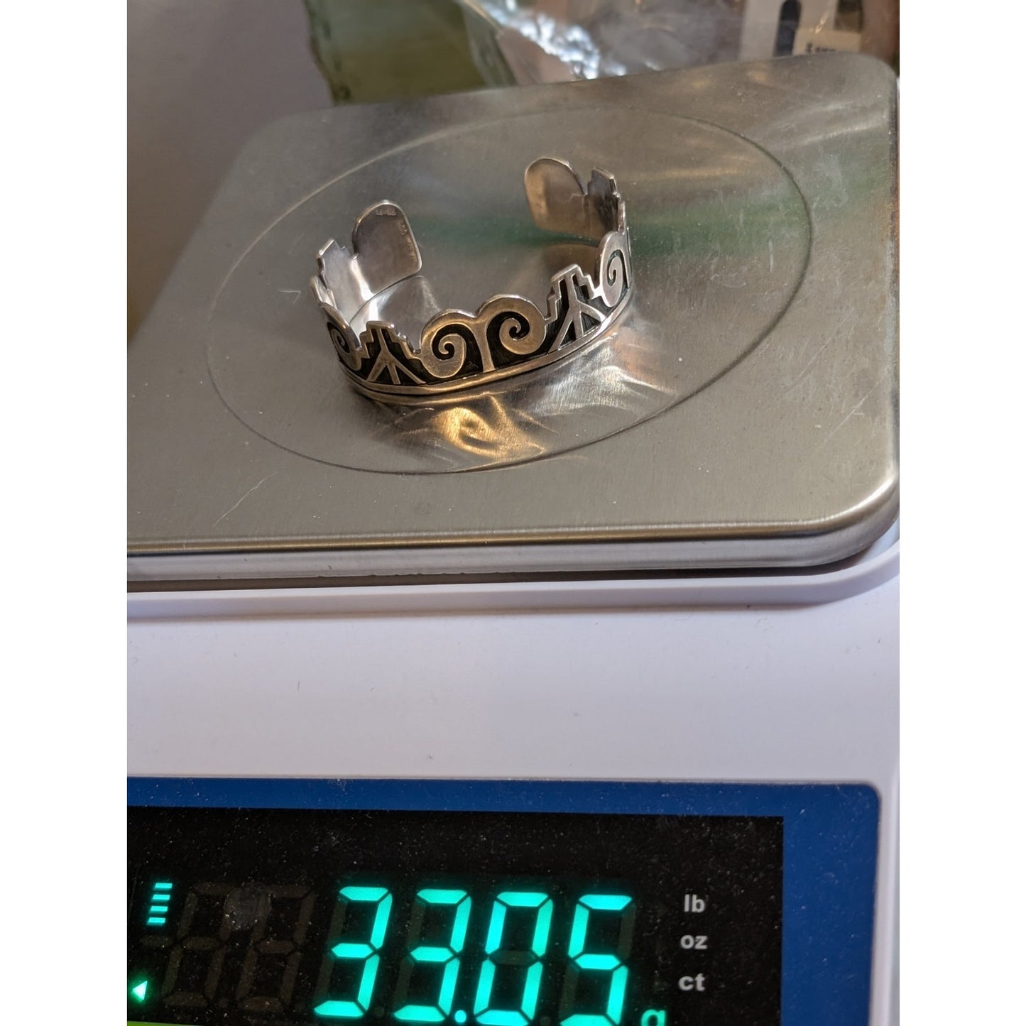 Vintage Hopi Taxco TS-95 Sterling Silver 7" Cuff  Bracelet 33.5g