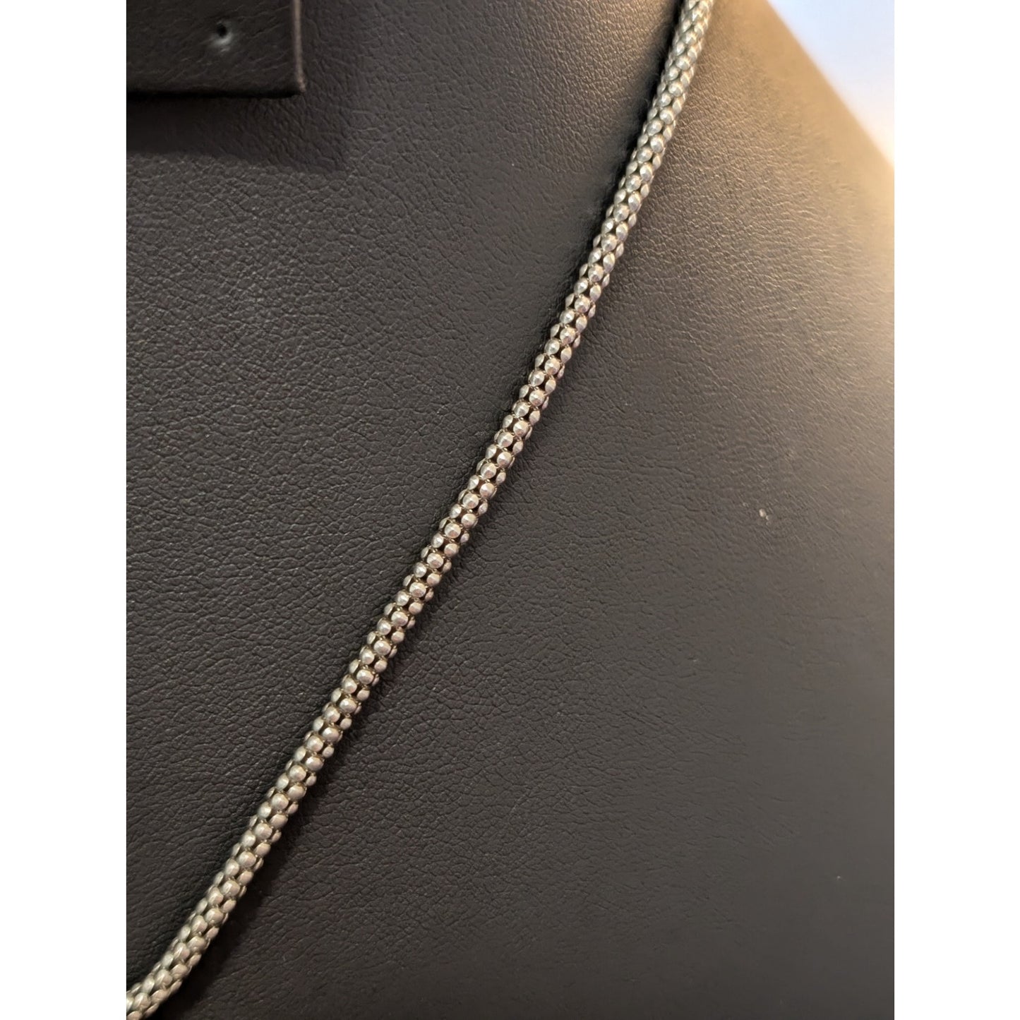 925 Sterling Silver Large Mint Green Stone Pendant on 16" Popcorn Chain Necklace