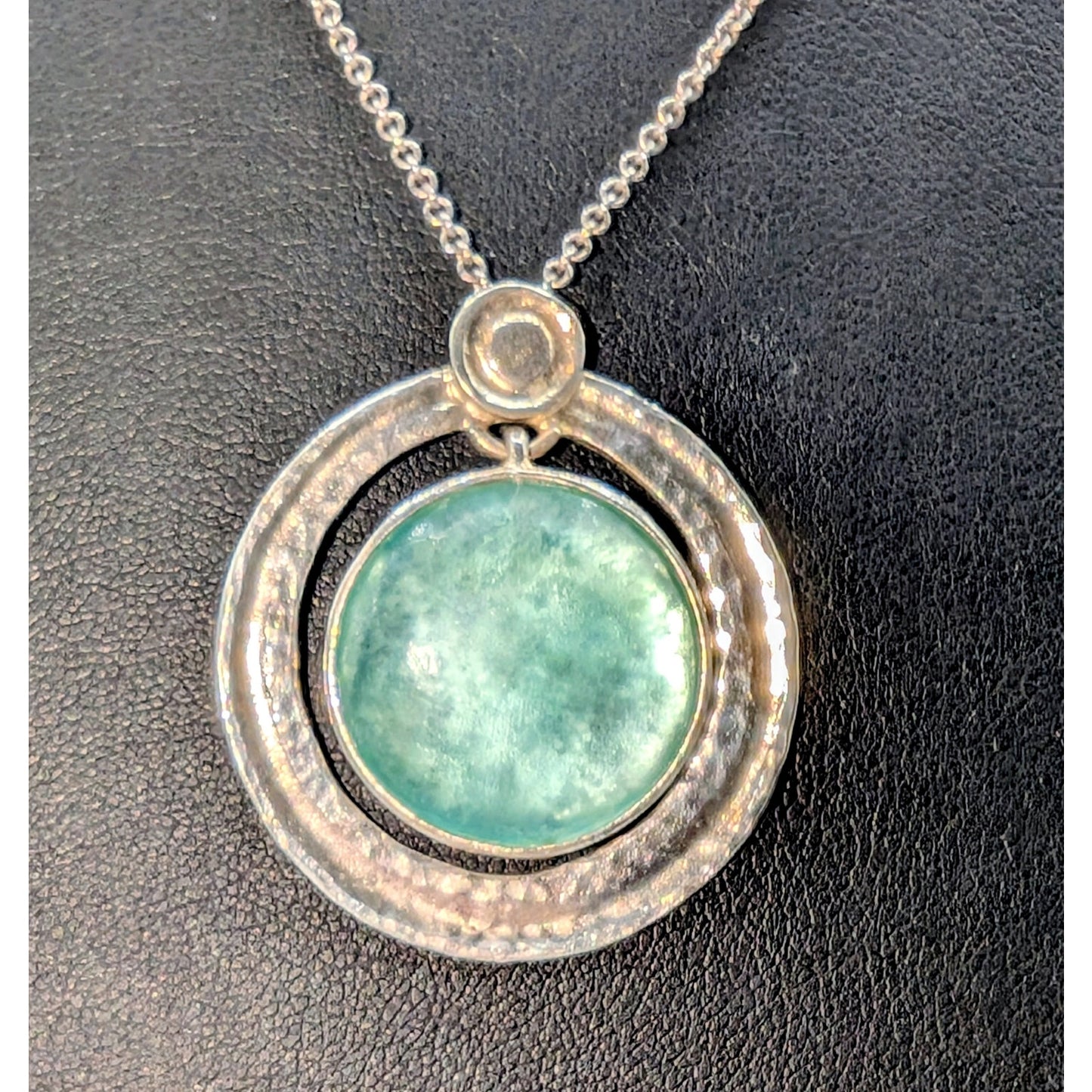 Vtg 925 Sterling Silver Israel Made Roman Glass Pendant Necklace & Earring Set