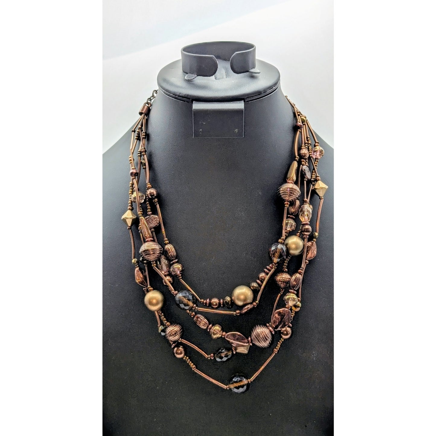 Chico's Five Strand Beaded Copper/Bronze Color 16.5"-20" Necklace