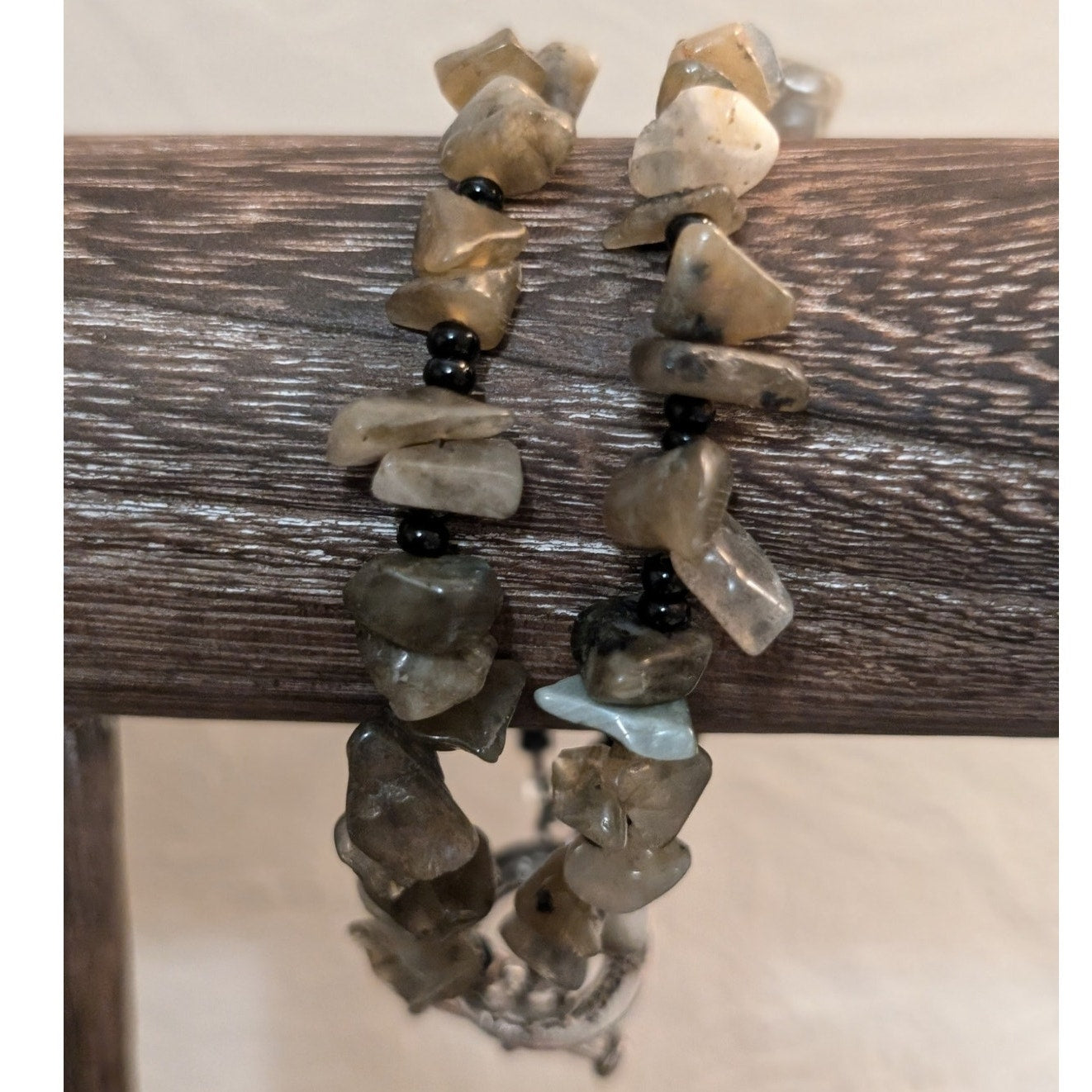 Lot of Three Stone Chip Gemstone Glass Bead Bracelets