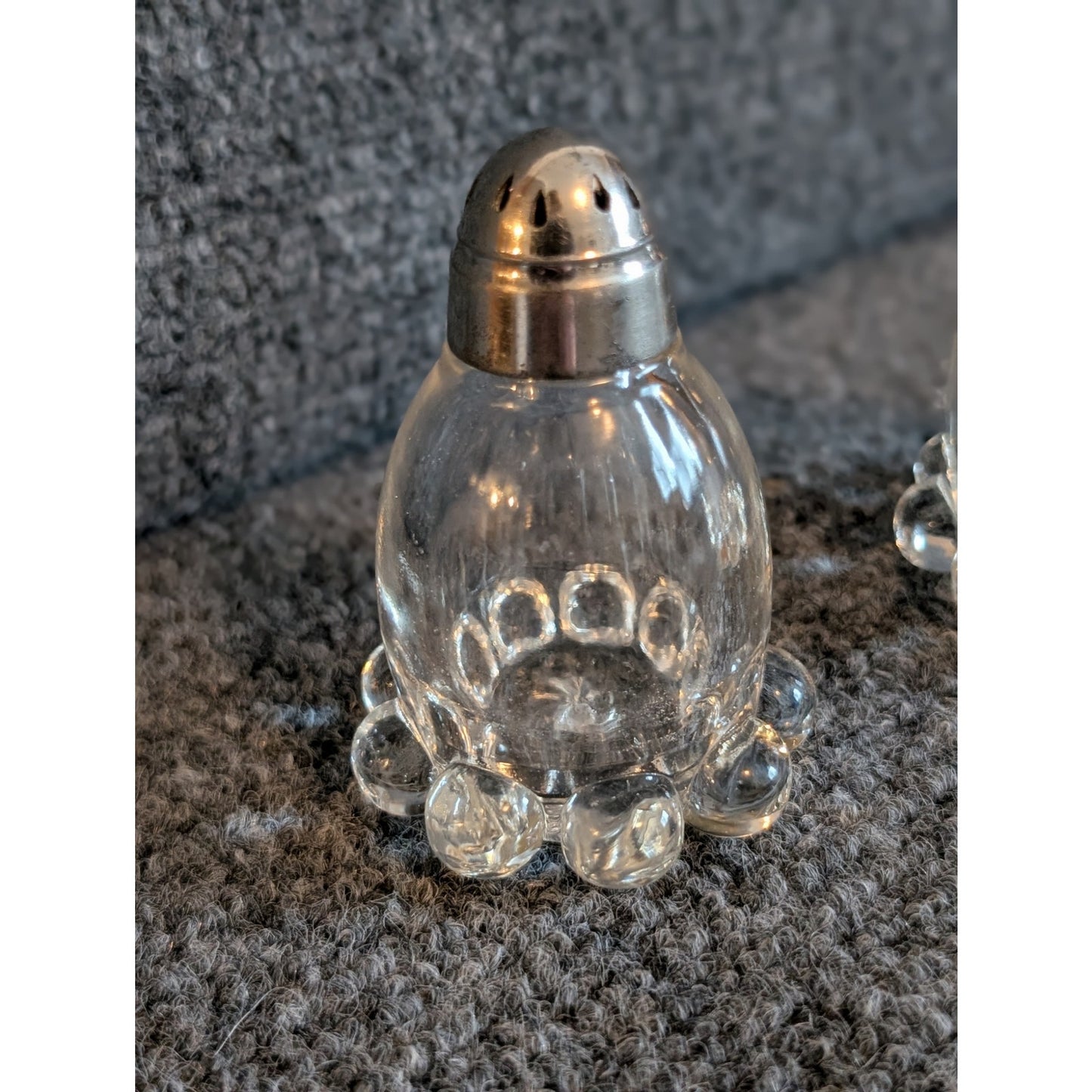 VTG Imperial Candlewick Glass Salt & Pepper Shakers Balled Feet