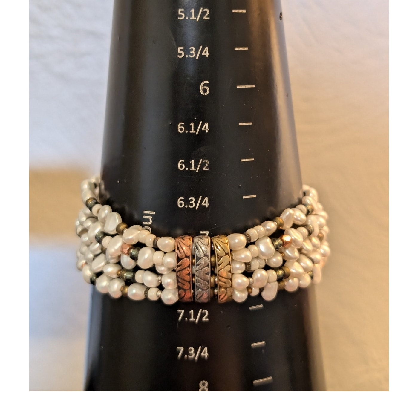 Silpada Sterling Silver Copper Brass Freshwater Pearl Five-Strand Bracelet