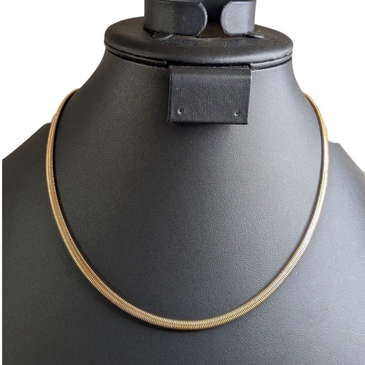 Gold Tone Flat 18" 4mm Herringbone Slinky Chain Necklace