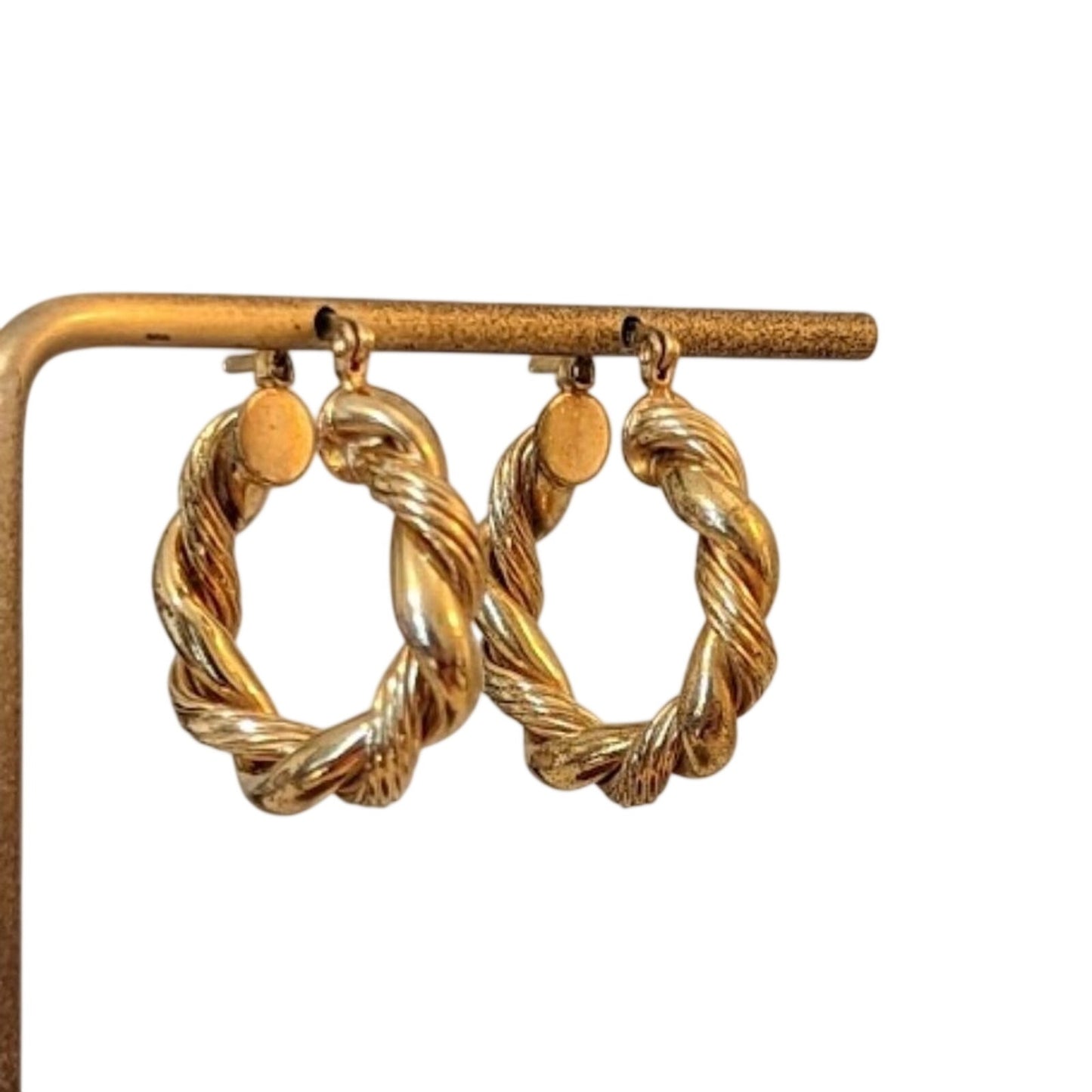 Gold Electroplated 1" Twist Hoop Earring