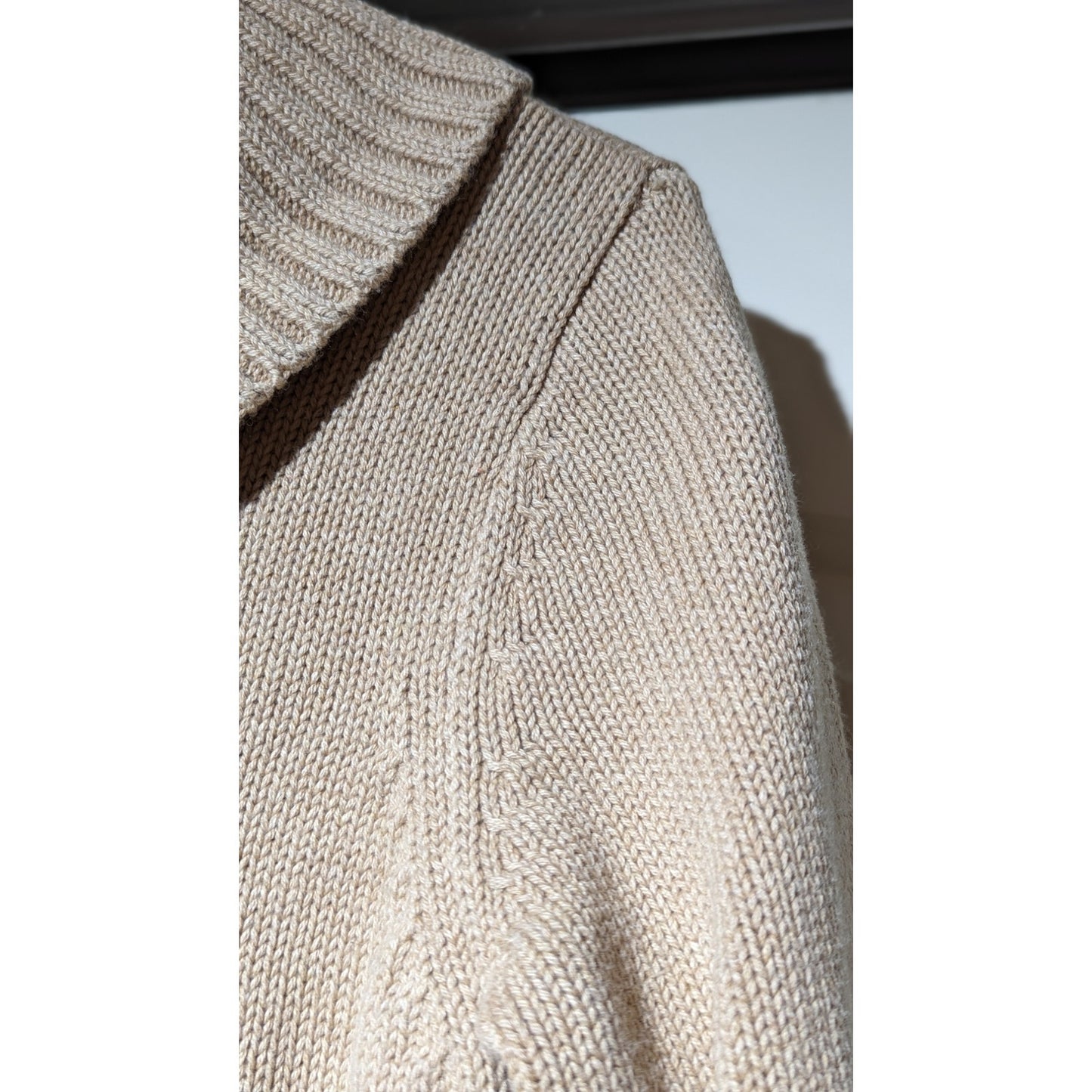 Athleta Cashmere Blend Camel Pullover Cowl Neck Short Button Sleeve Sweater Sz M