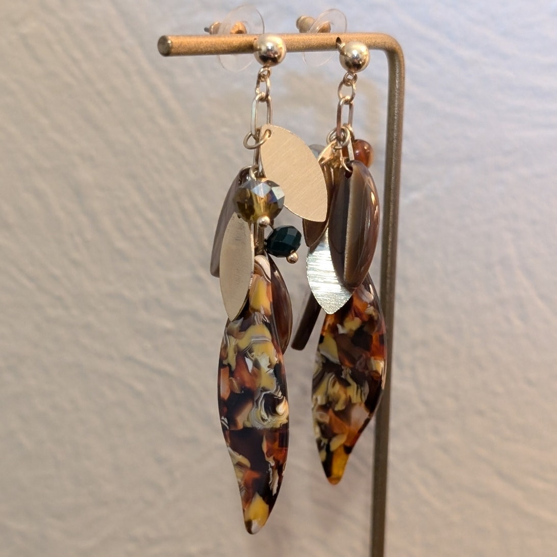 Multi-Leaf Shape Browns Dangle Earrings
