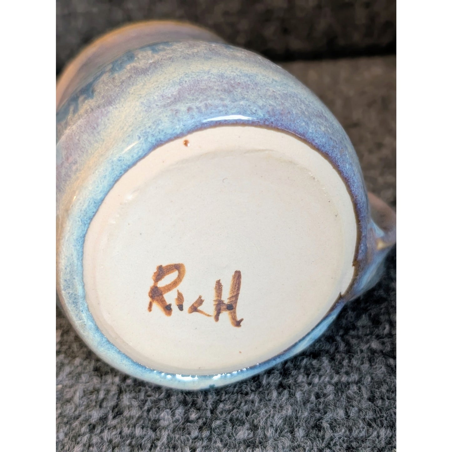 Signed Light Blue Hand Thrown Pottery Coffee Mug