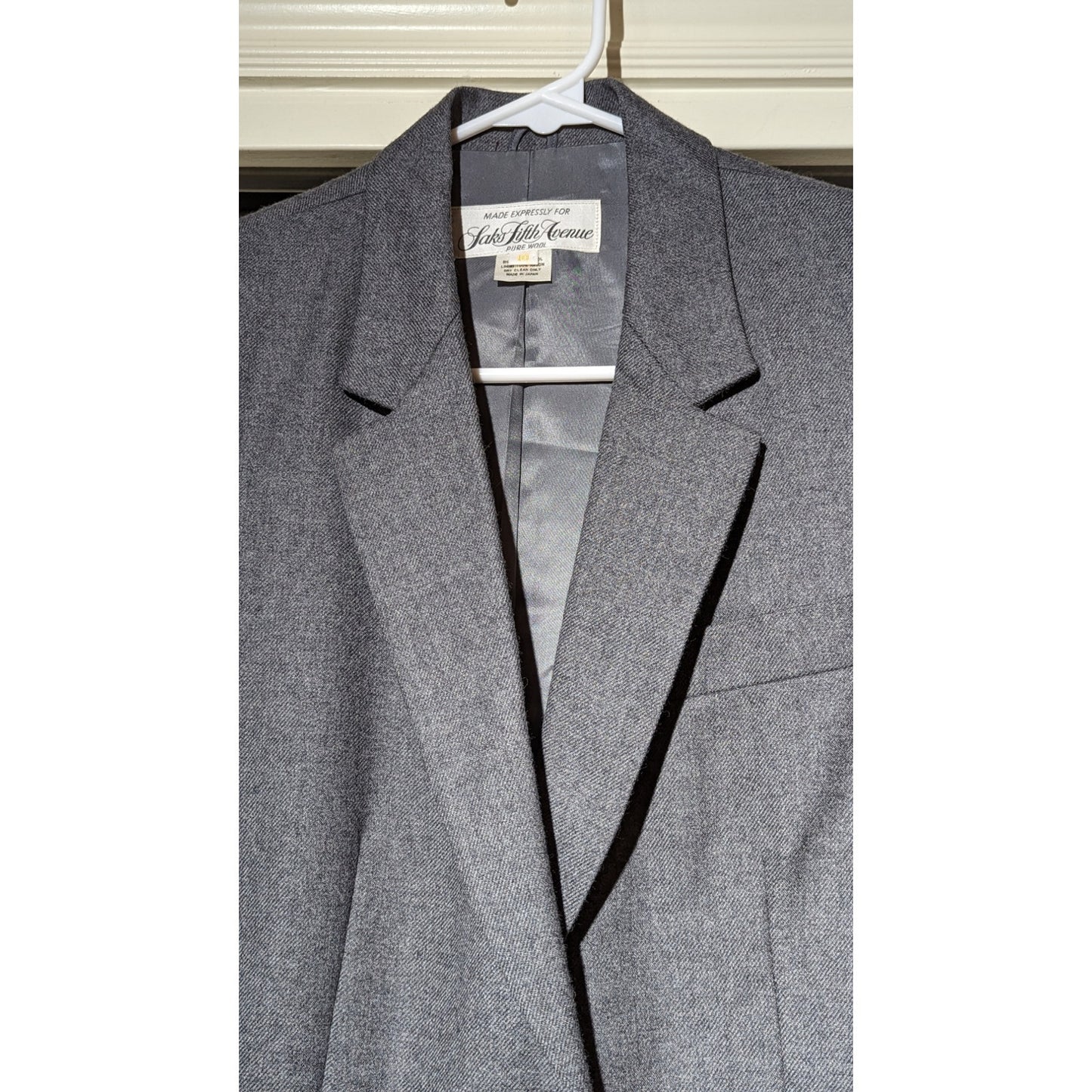 Saks Fifth Avenue Vintage Womens Sz 10 Gray Wool Two Button Blazer