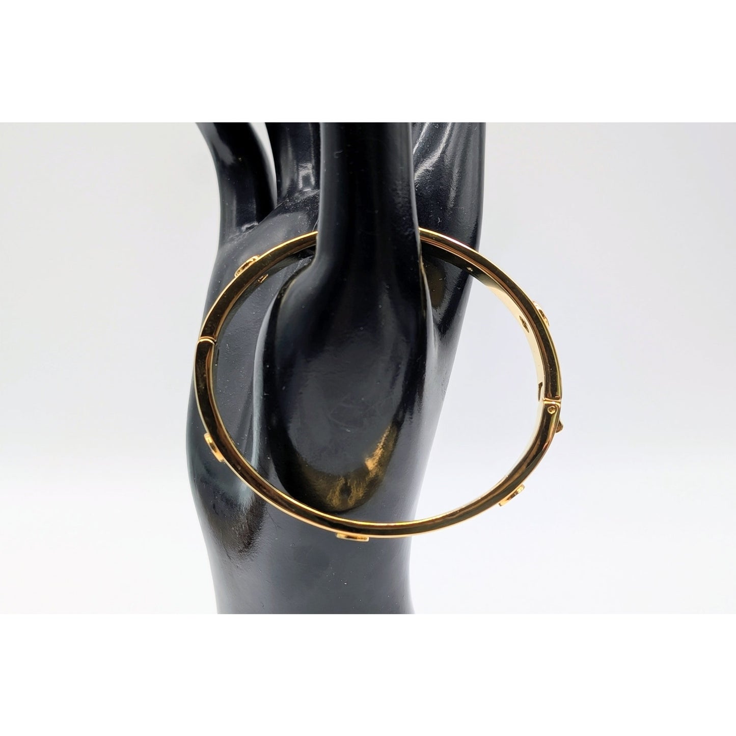 Kate Spade Spot the Spade Studded Hinged Gold Tone Bangle Bracelet