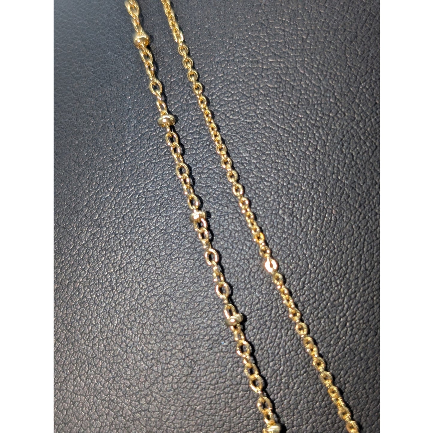 Gold Tone Double Strand Chain Pendant 16"-18" Necklace