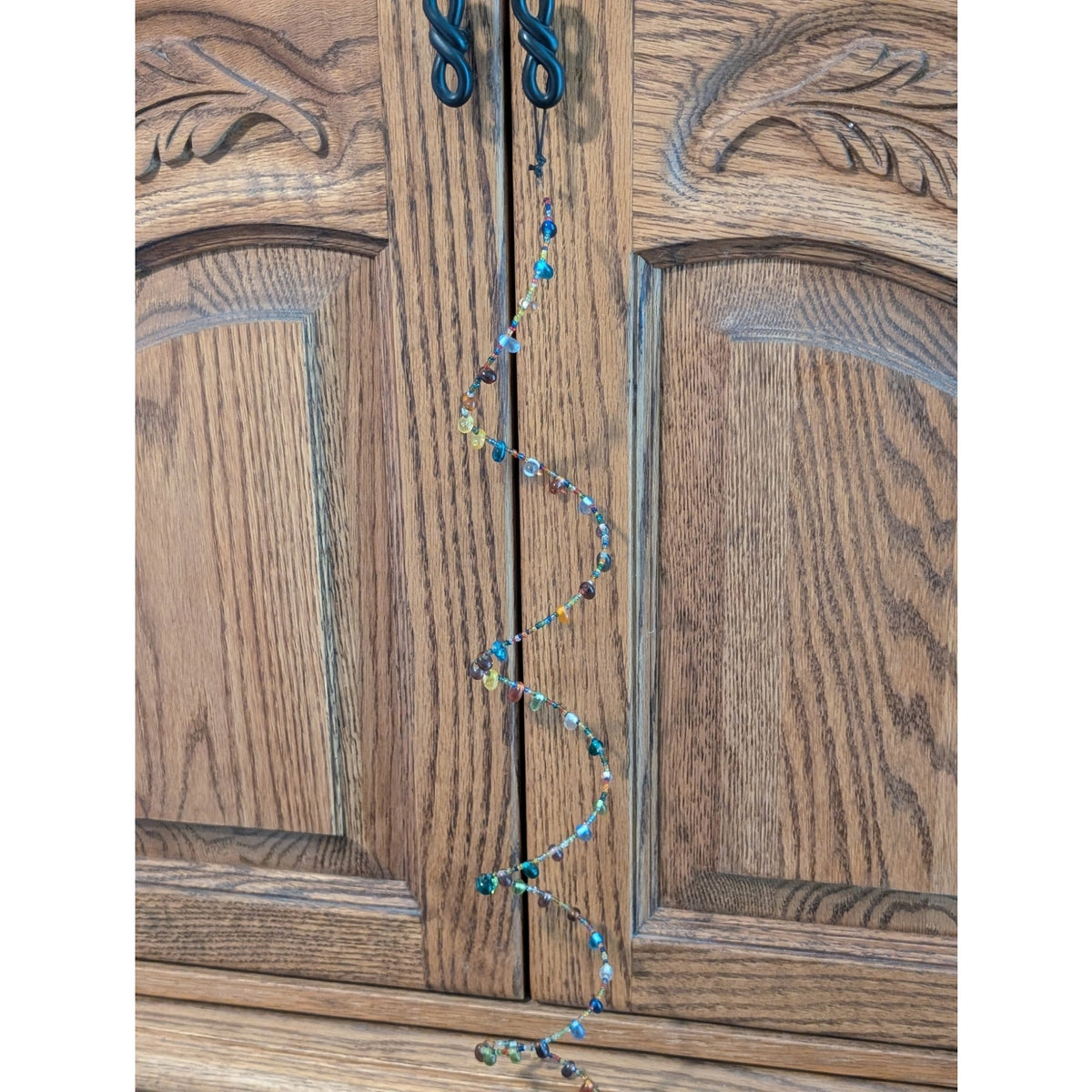 Glass Rainbow Spiral Wind Spinner Iron Bell Garden Chime