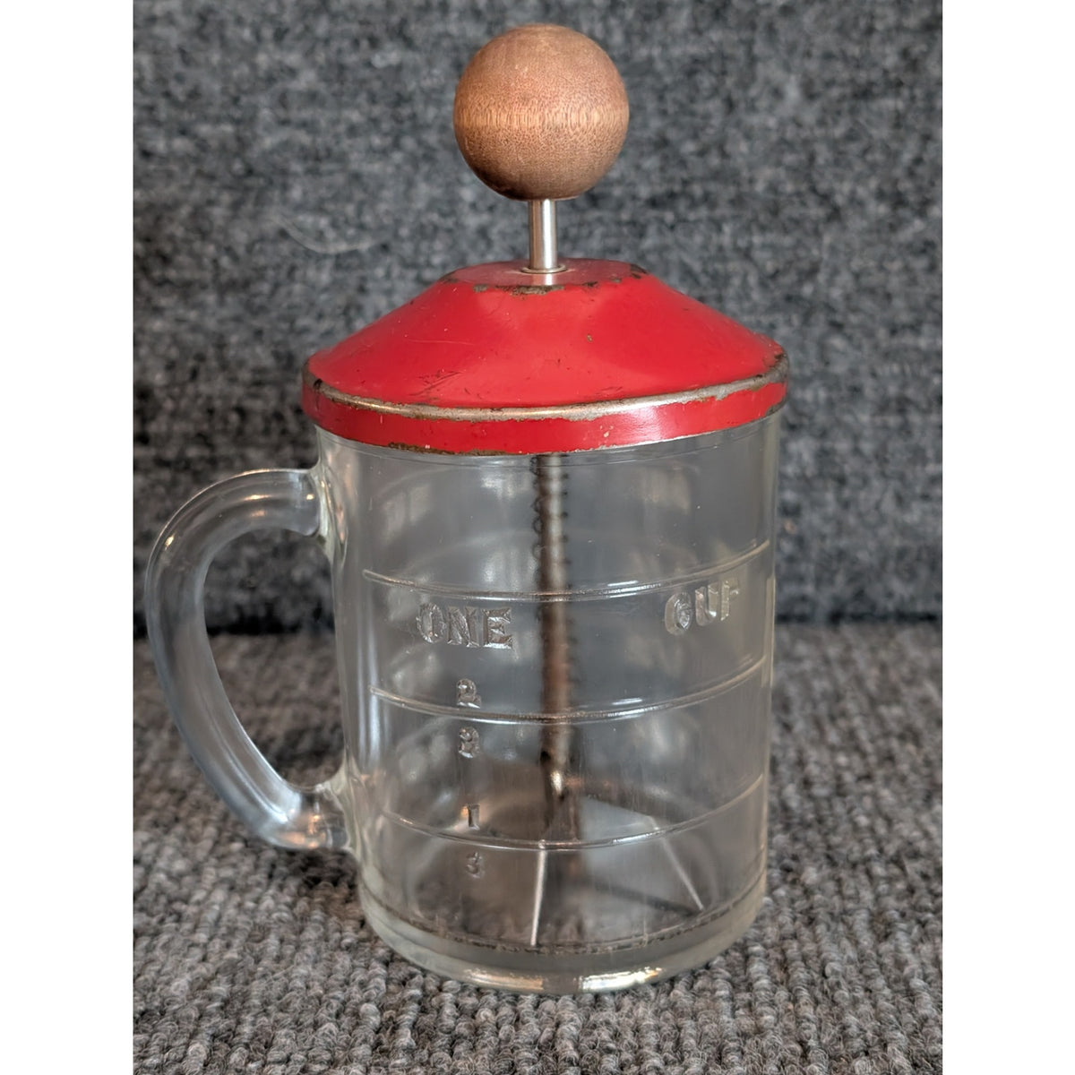 Vintage Hazel Atlas Glass Measuring Cup Food/Nut Chopper