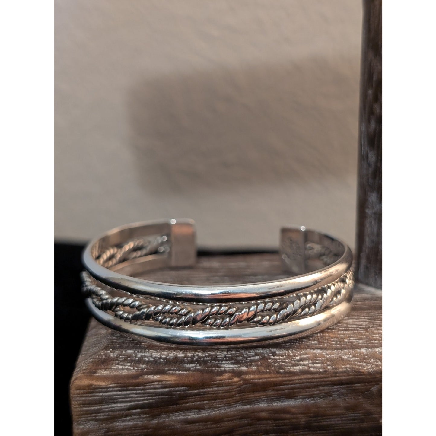 Vintage Taxco Mexico 925 Sterling Silver Twisted Cuff Bracelet