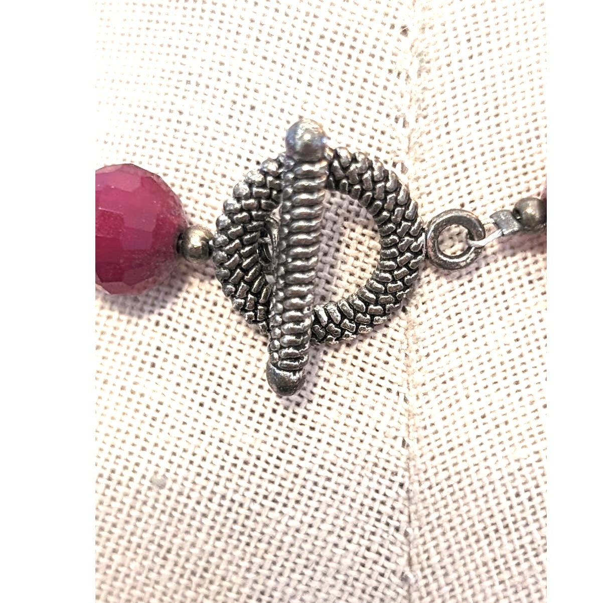 Deep Cranberry Red Cut Faceted Glass Bead and Rhinestone Heart Pendant Necklace