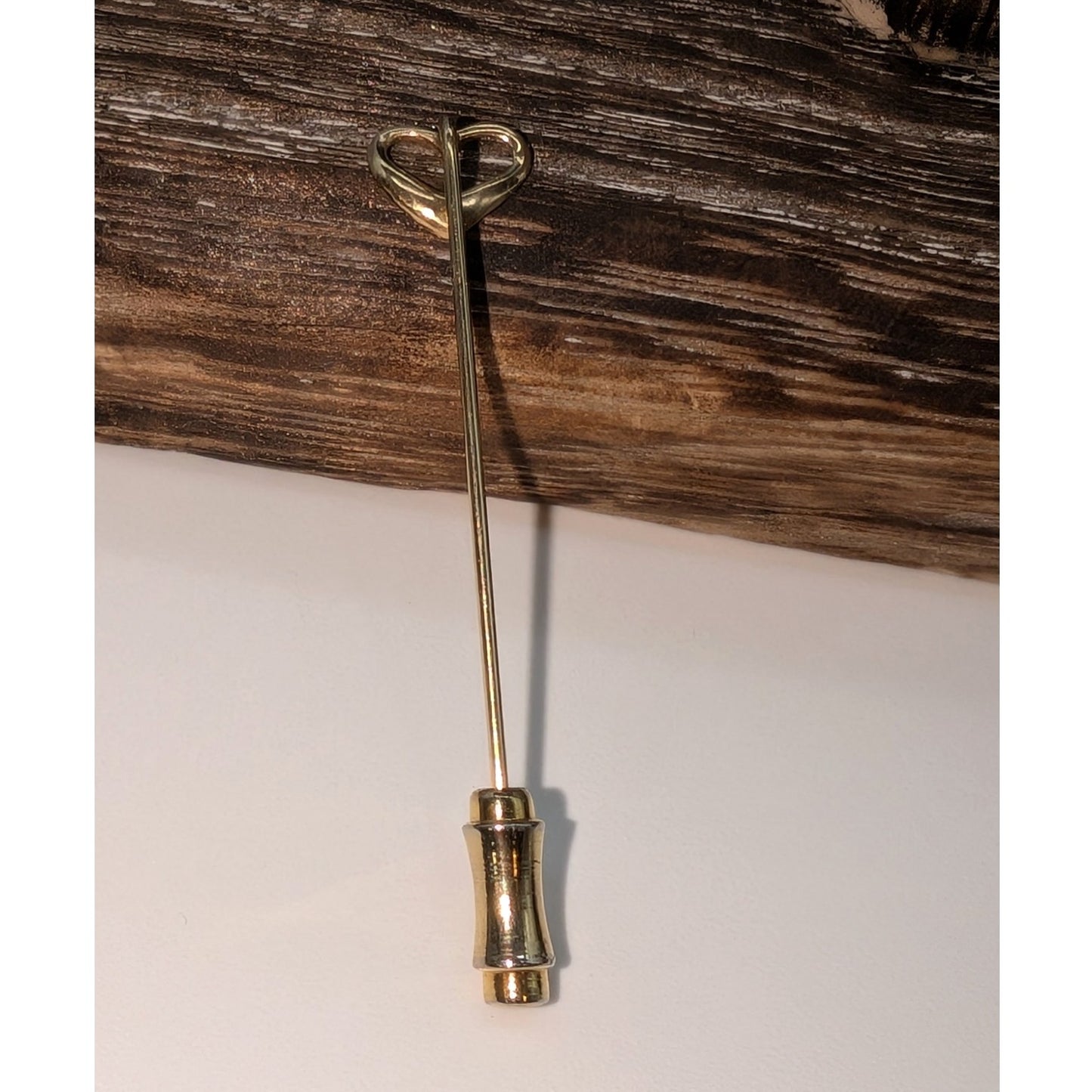 Marked 14K Gold Open Heart Stick Pin 1.2g