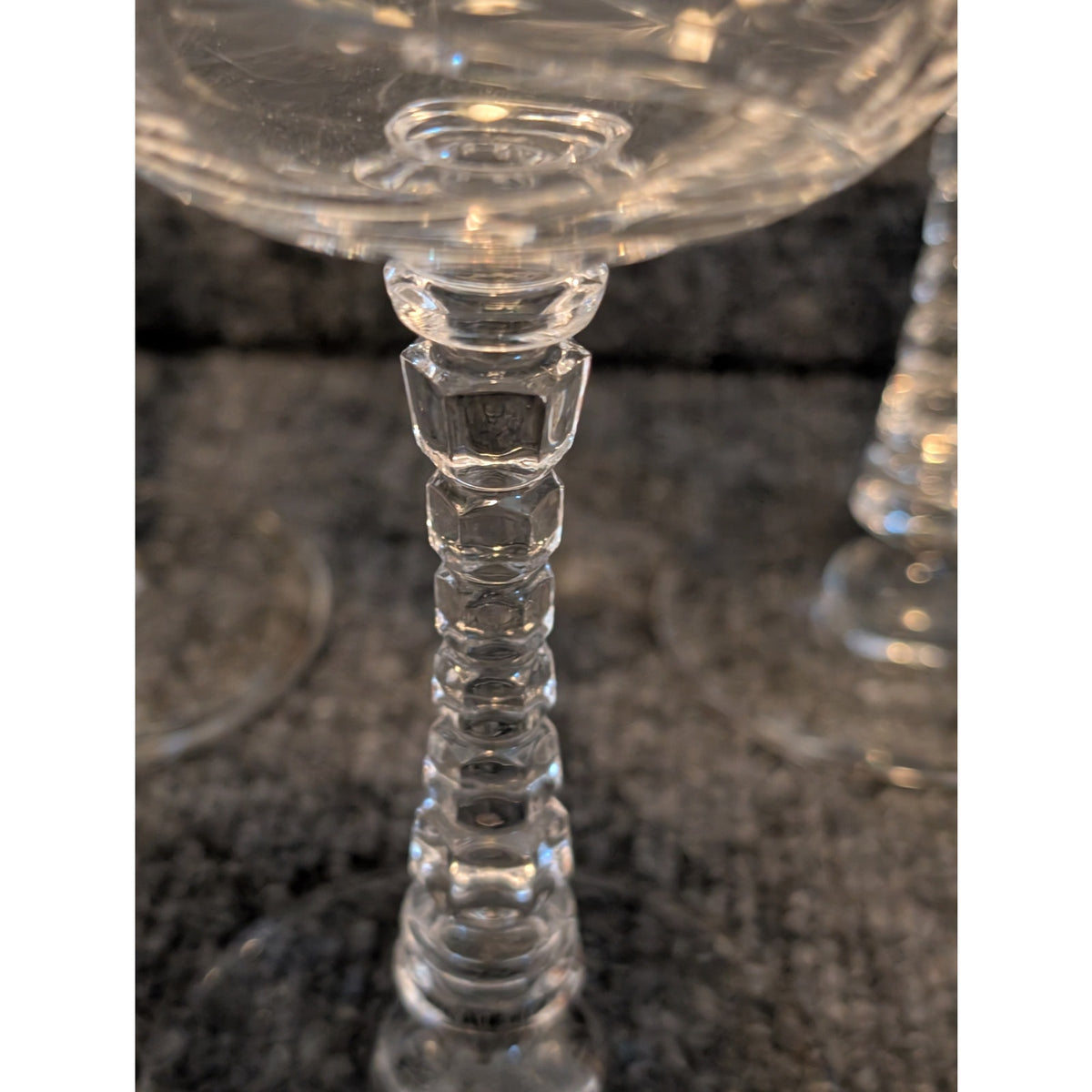 Vintage Libbey Rock Sharpe Atlantis Blown Glass Stemmed Water Goblet Set of Five