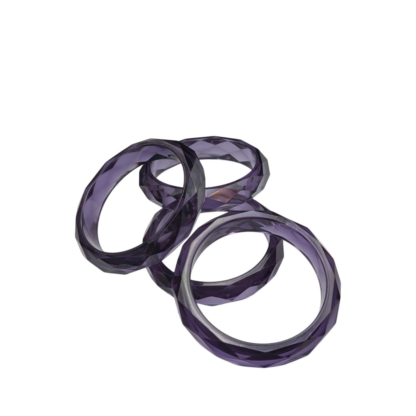 Lot of Four Purple Faceted Acrylic Bangle Bracelets
