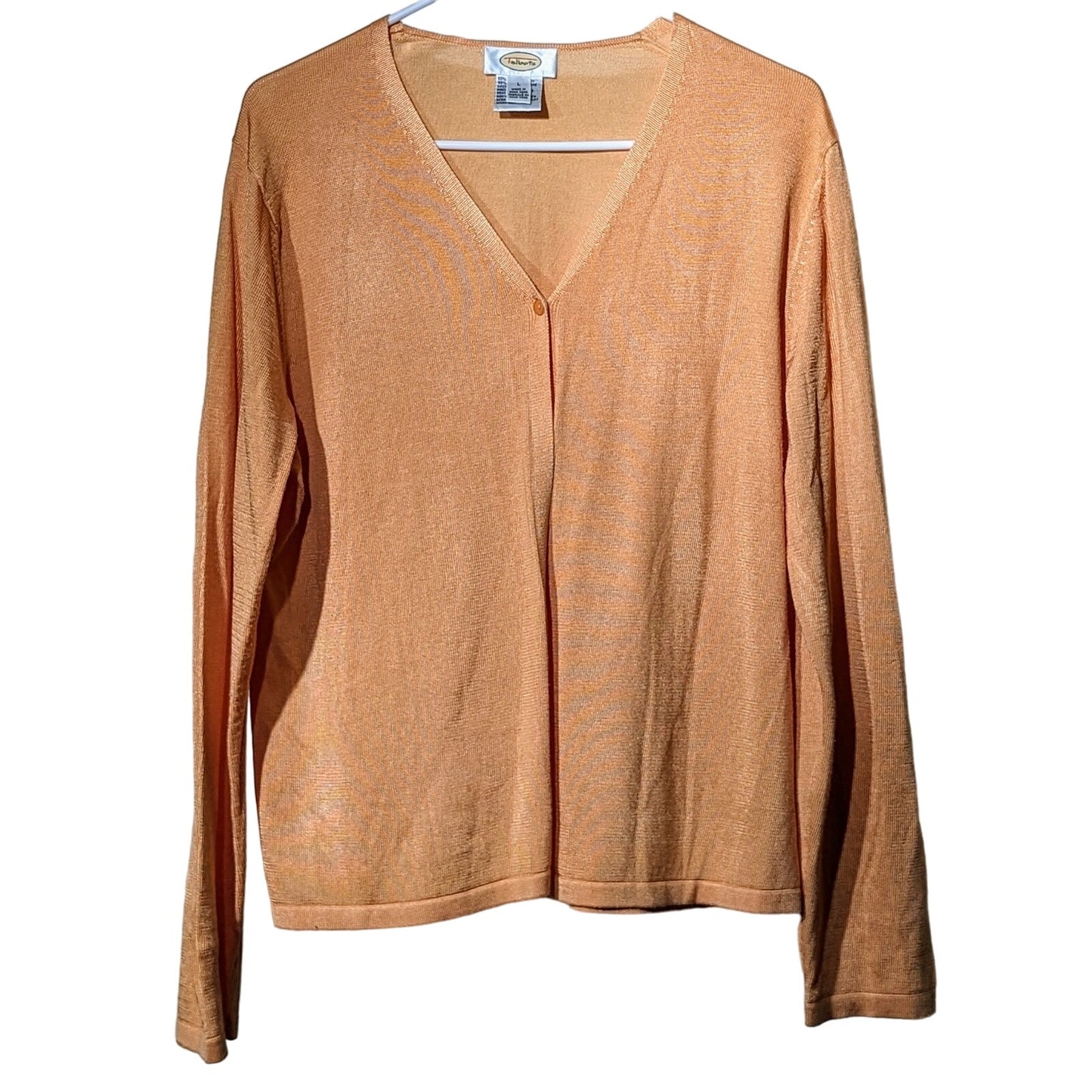Talbots Light Pumpkin One Button Lightweight Cardigan Sweater Womens Sz L