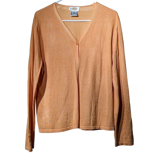 Talbots Light Pumpkin One Button Lightweight Cardigan Sweater Womens Sz L