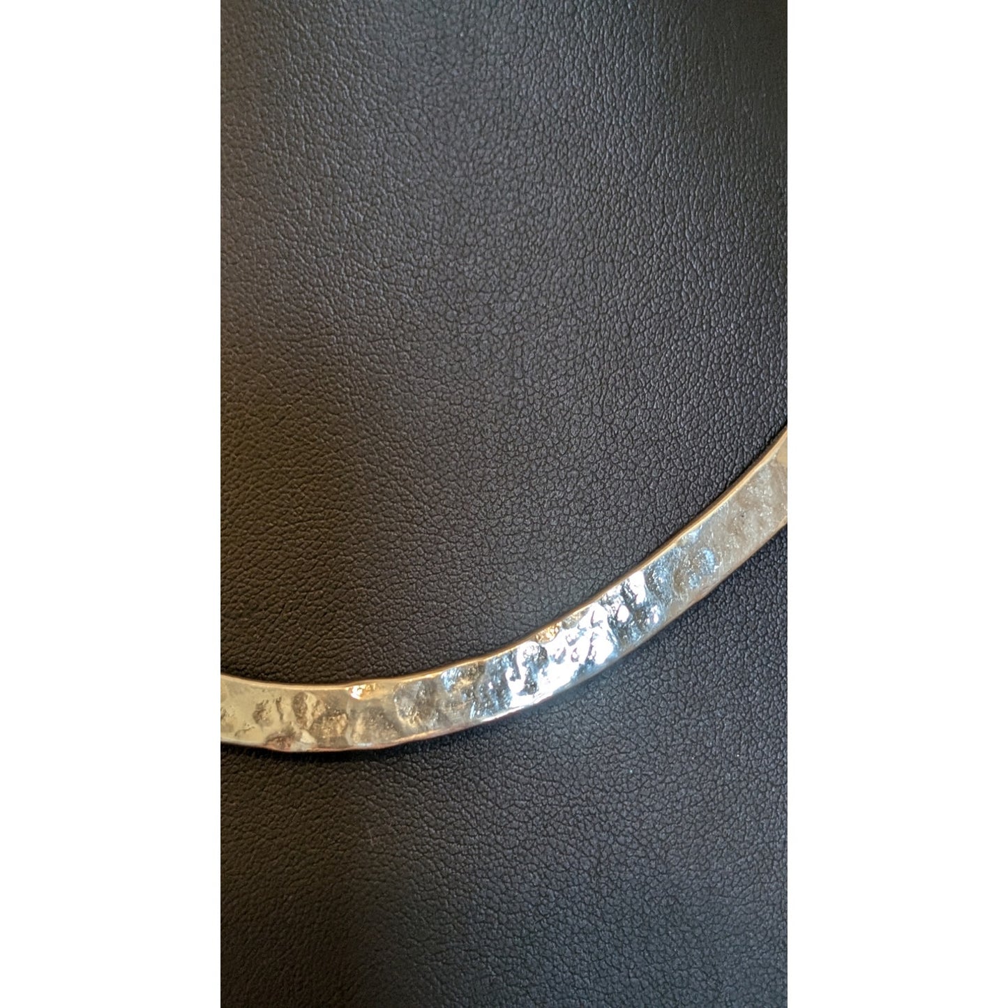 Silver Plated Unmarked Hammered Collar Torque Necklace