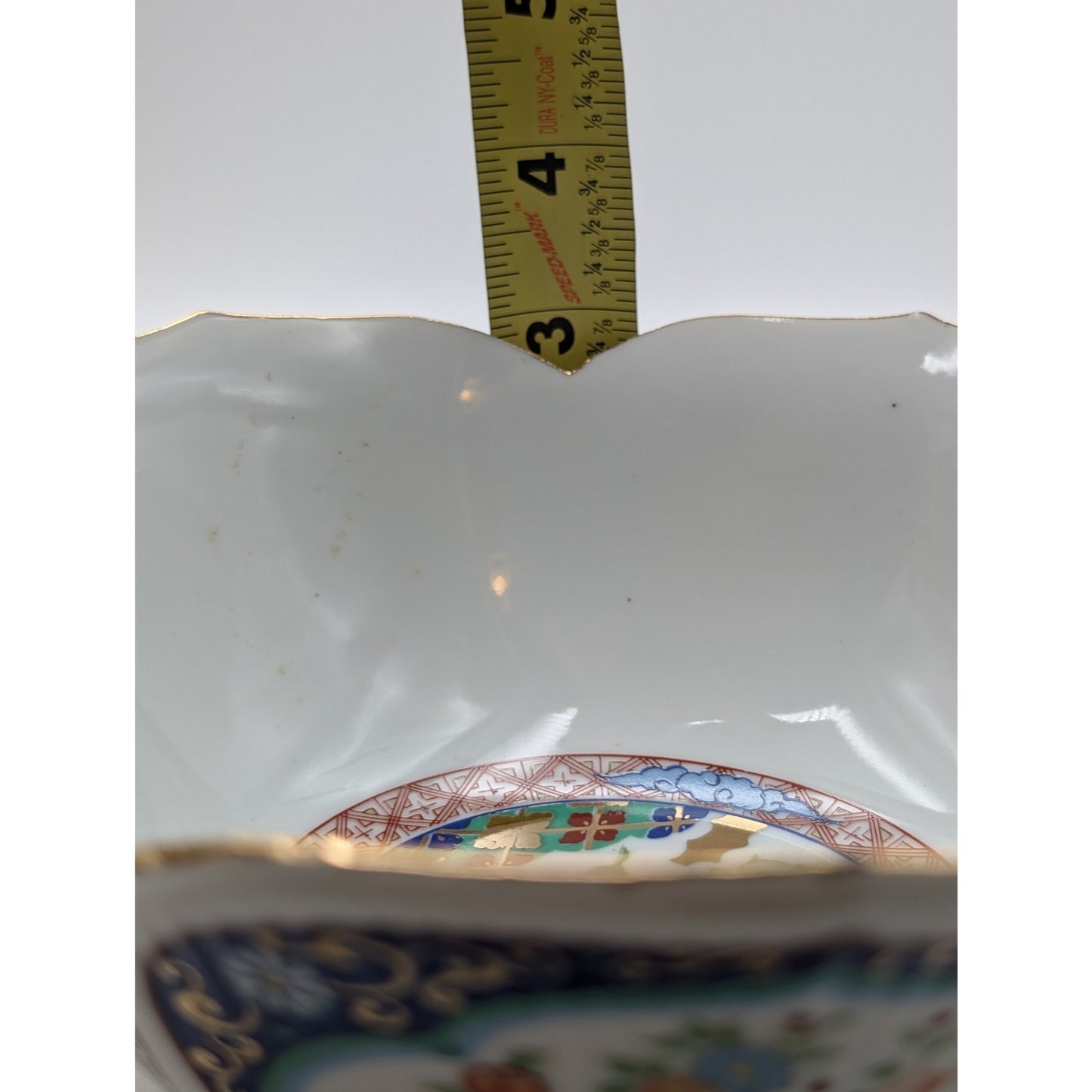 Vintage Japanese Hand Painted Porcelain Lotus Rice Bowl
