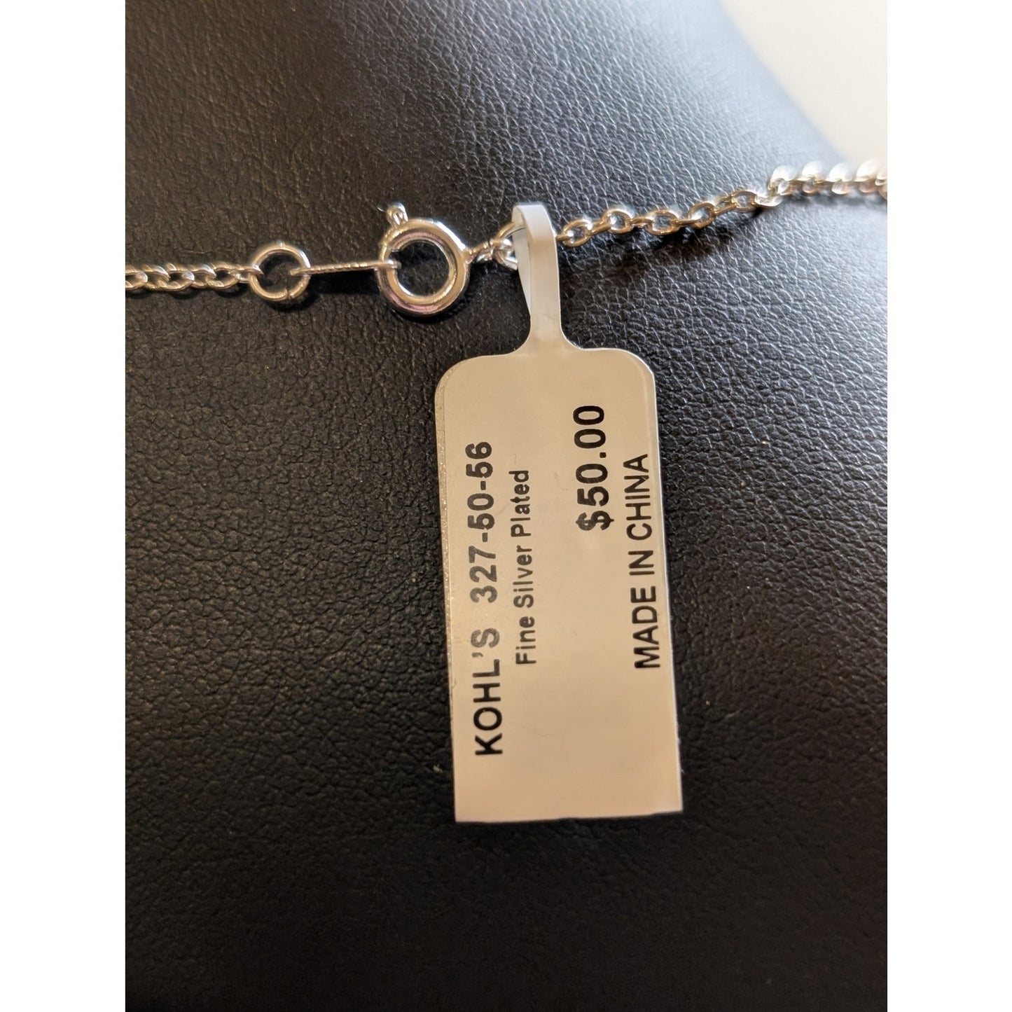 NWT Fine Silver Plated Heart Moon CZ Disc Chain Necklace
