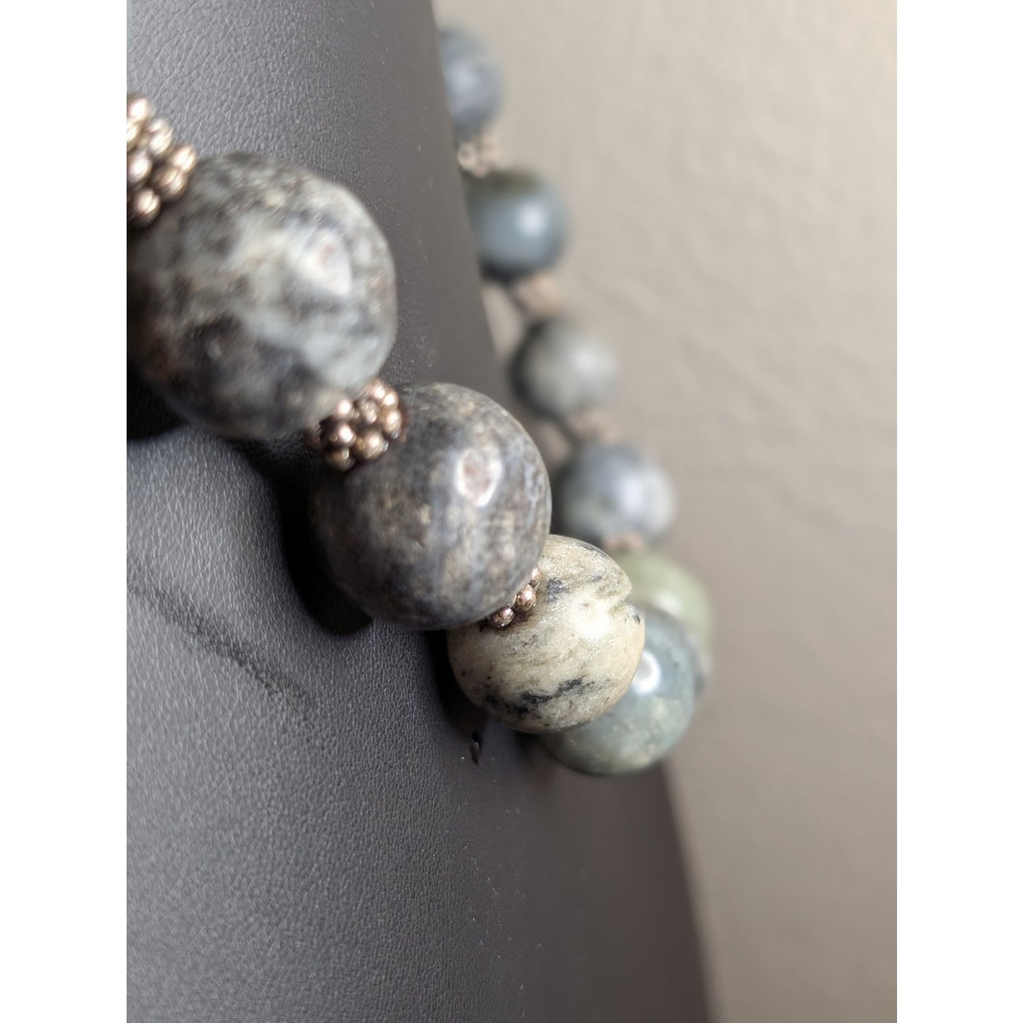 20mm Blue Gray Green Gemstone Statement w/ Bar Toggle Clasp 22" Necklace