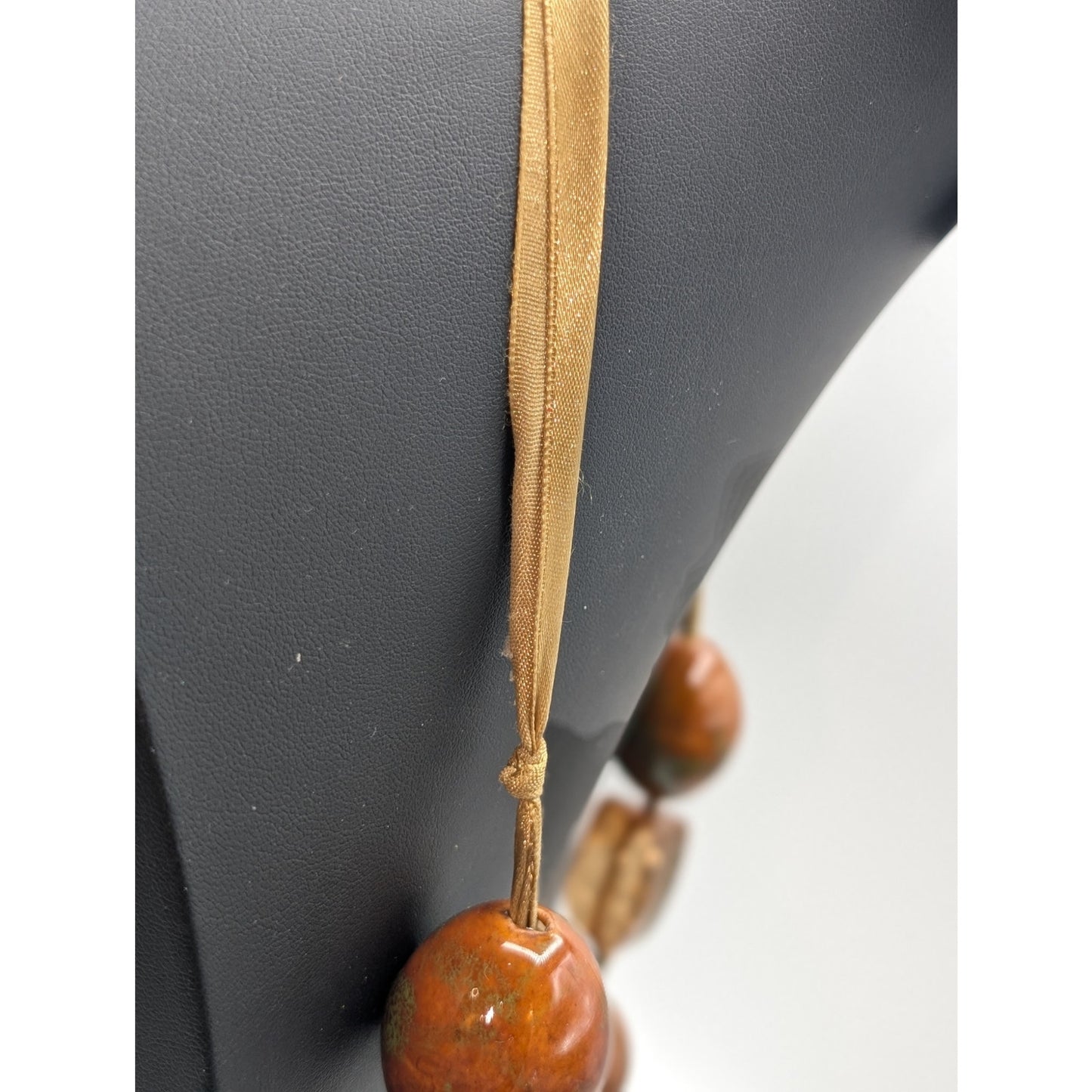 Chico's Very Chunky Heavy Ribbon Strung Glass & Lucite Bead 38"-42" Necklace