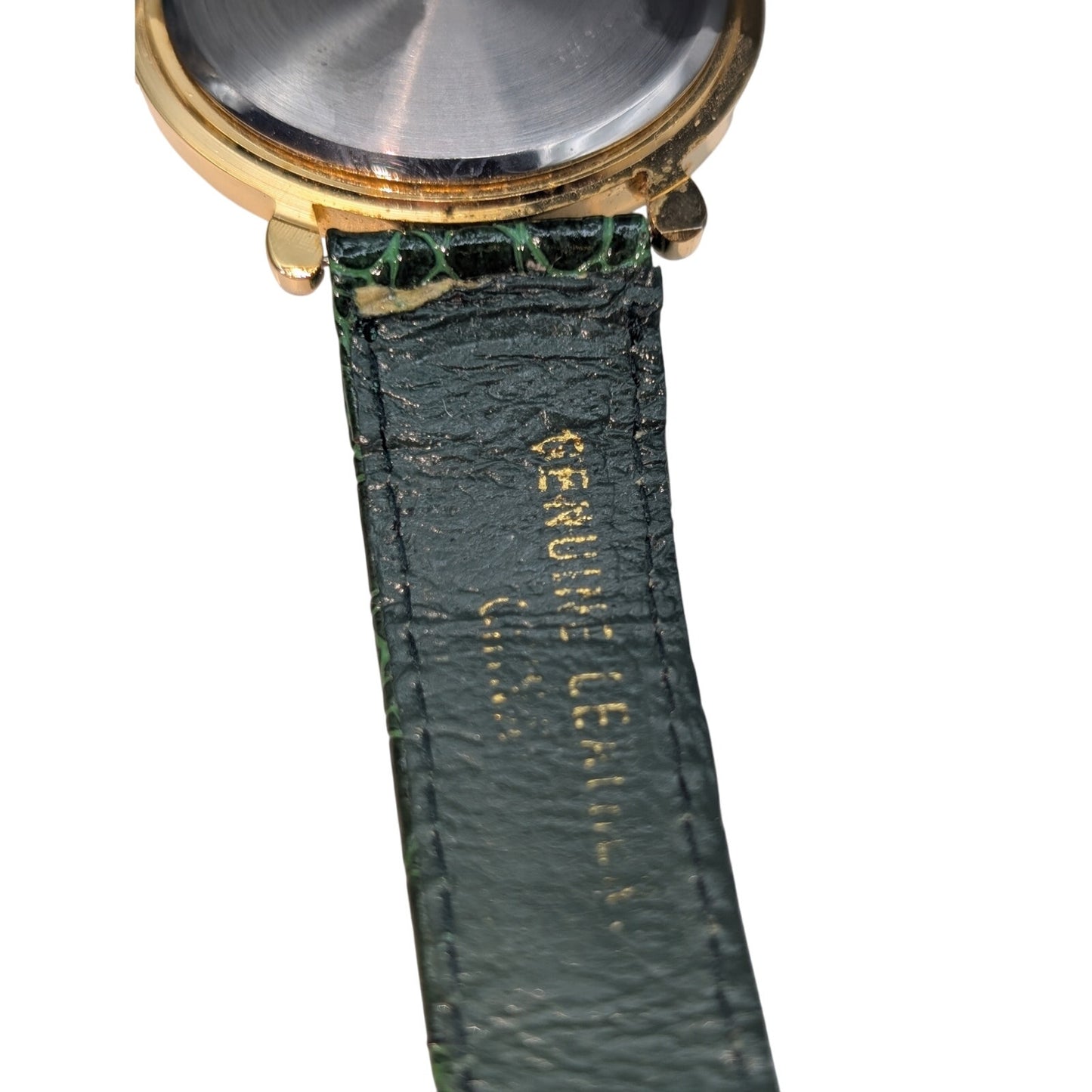 Women's Gold Tone Christmas Tree Dial Green Leather Band Watch
