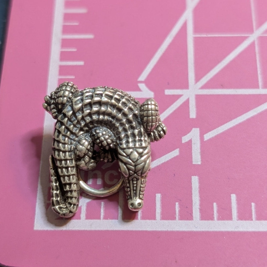 RARE! Signed Barry Kieselstein-Cord Sterling Alligator Omega Clip On Earrings