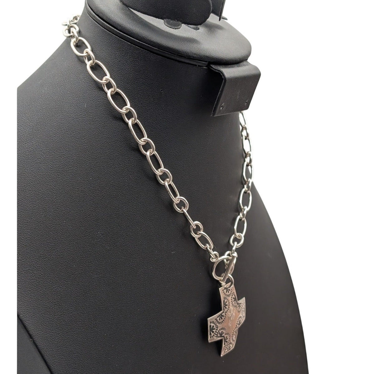 Silpada Virtuosity 925 Sterling Silver Cross Toggle Chain Link 17" Necklace