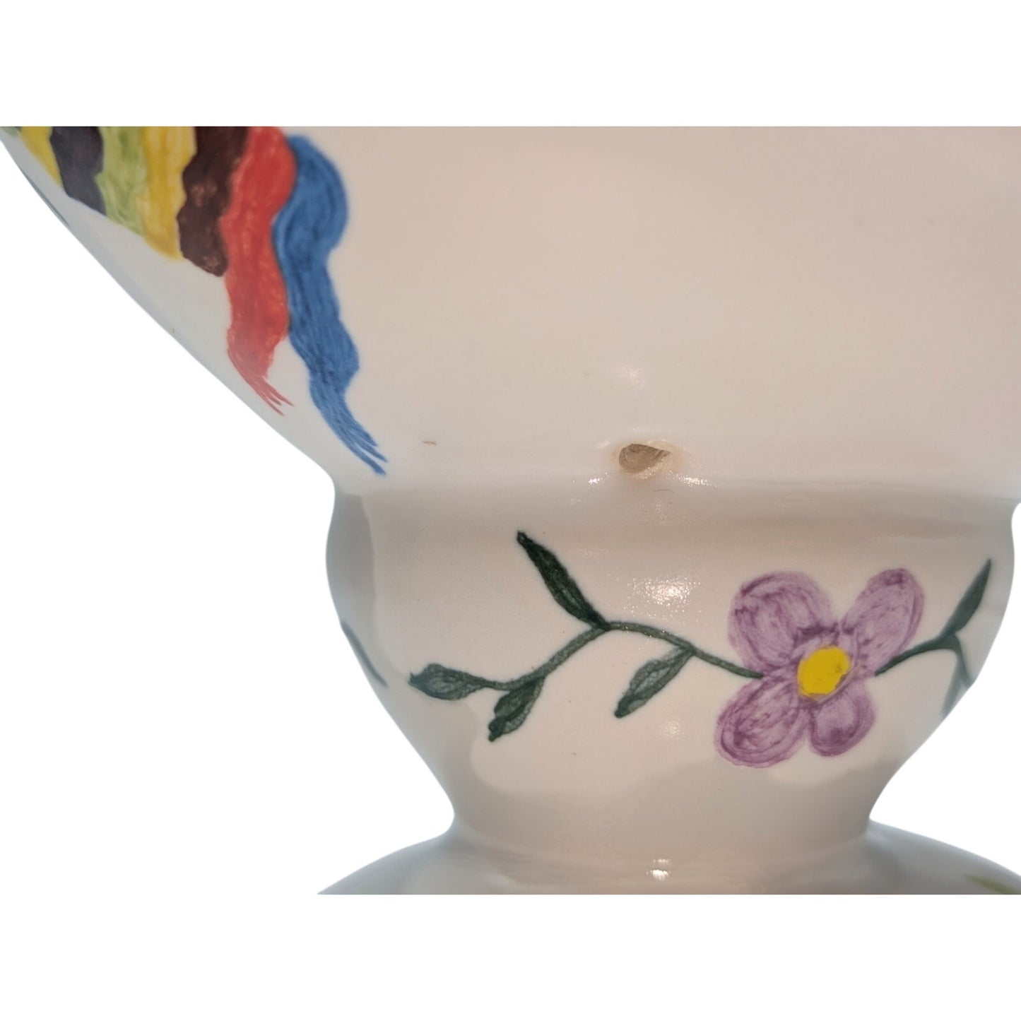 White Multi-Colored Painted Bird Figurine