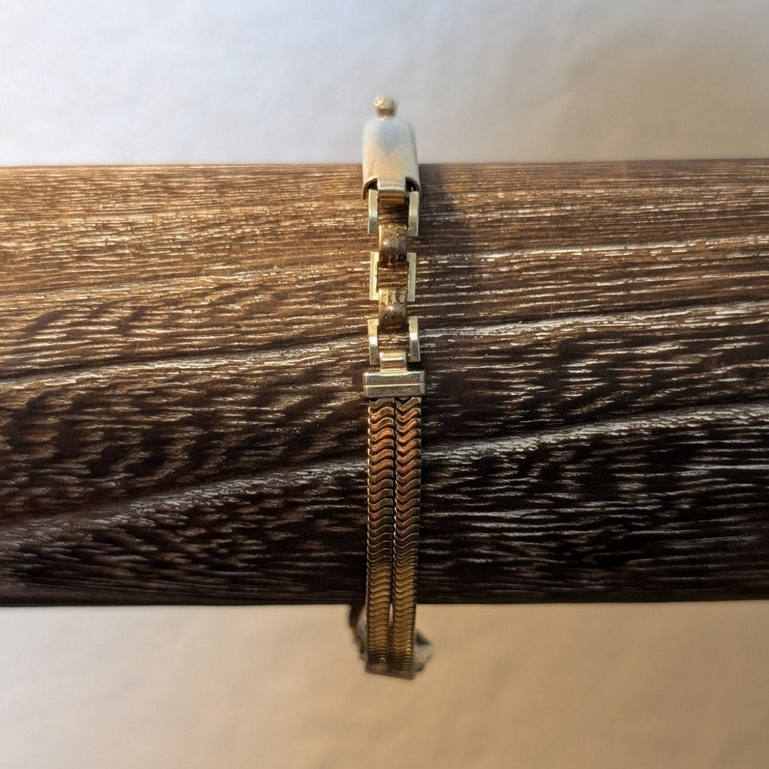 Vintage 40s Forstner 12K Gold Filled ID Double Square Snake Chain Bracelet