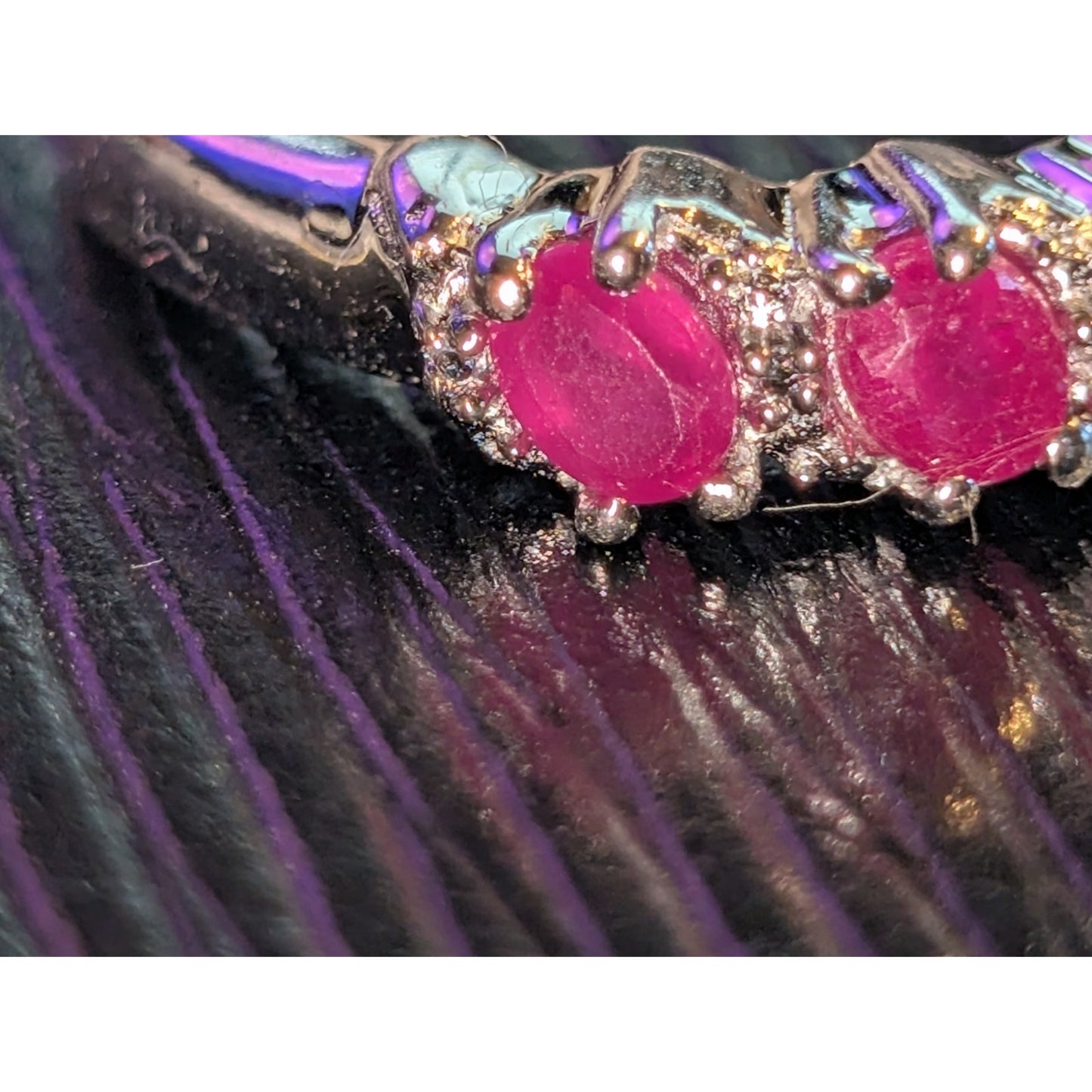 925 Sterling Ruby Diamond Band Ring Size 7