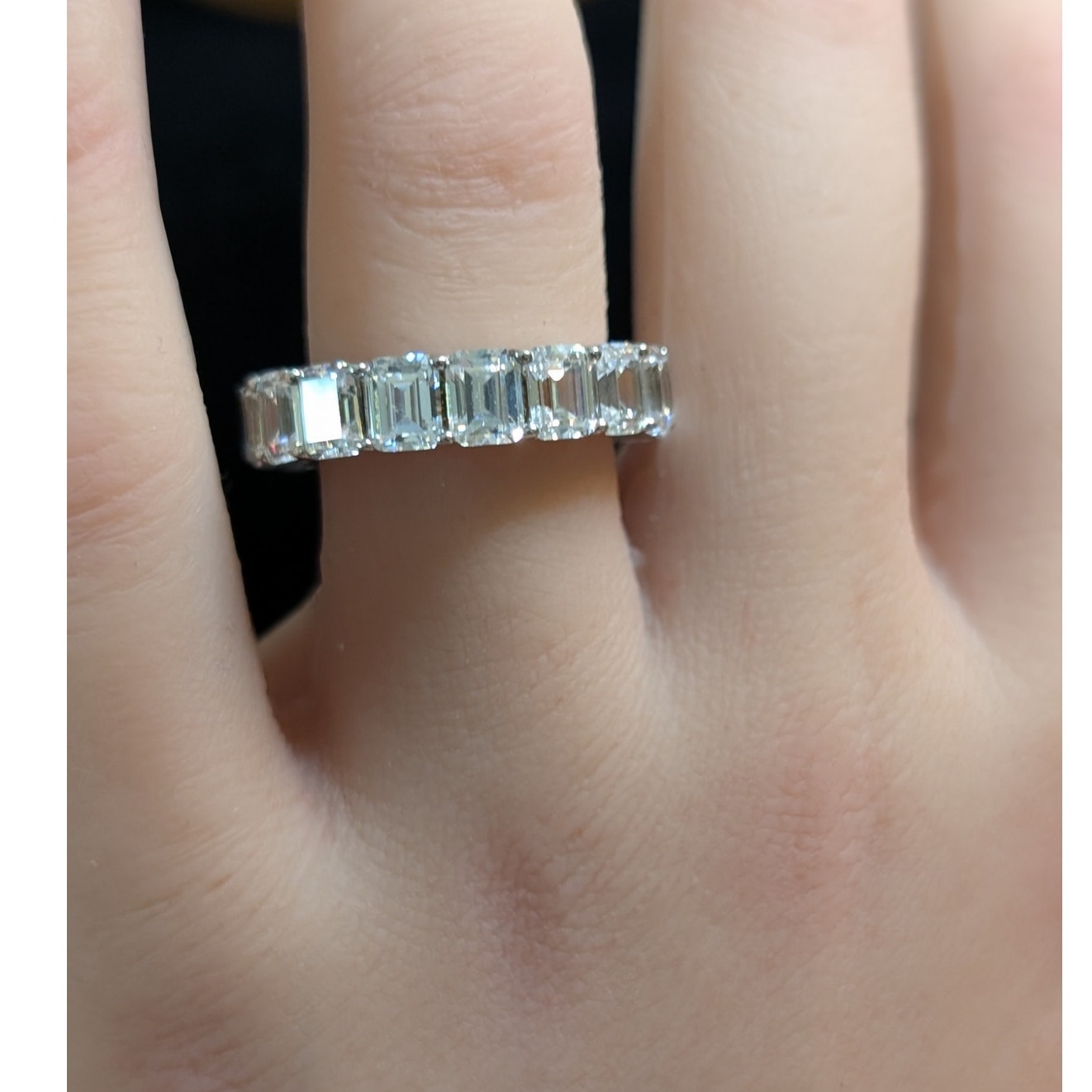 AB S925 Sterling Silver High Sparkle Baguette Full Circle CZ Ring Size 6.5