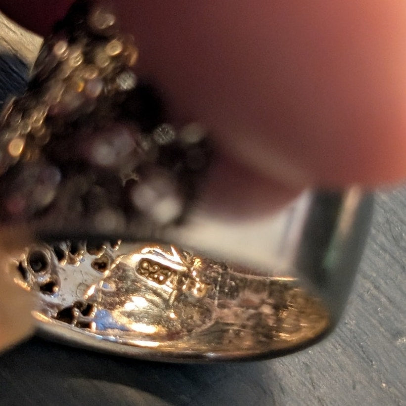Vtg Sterling Silver 925 Marcasite Cubic Zirconia Wide Band Ring Size 7.5 10.14g