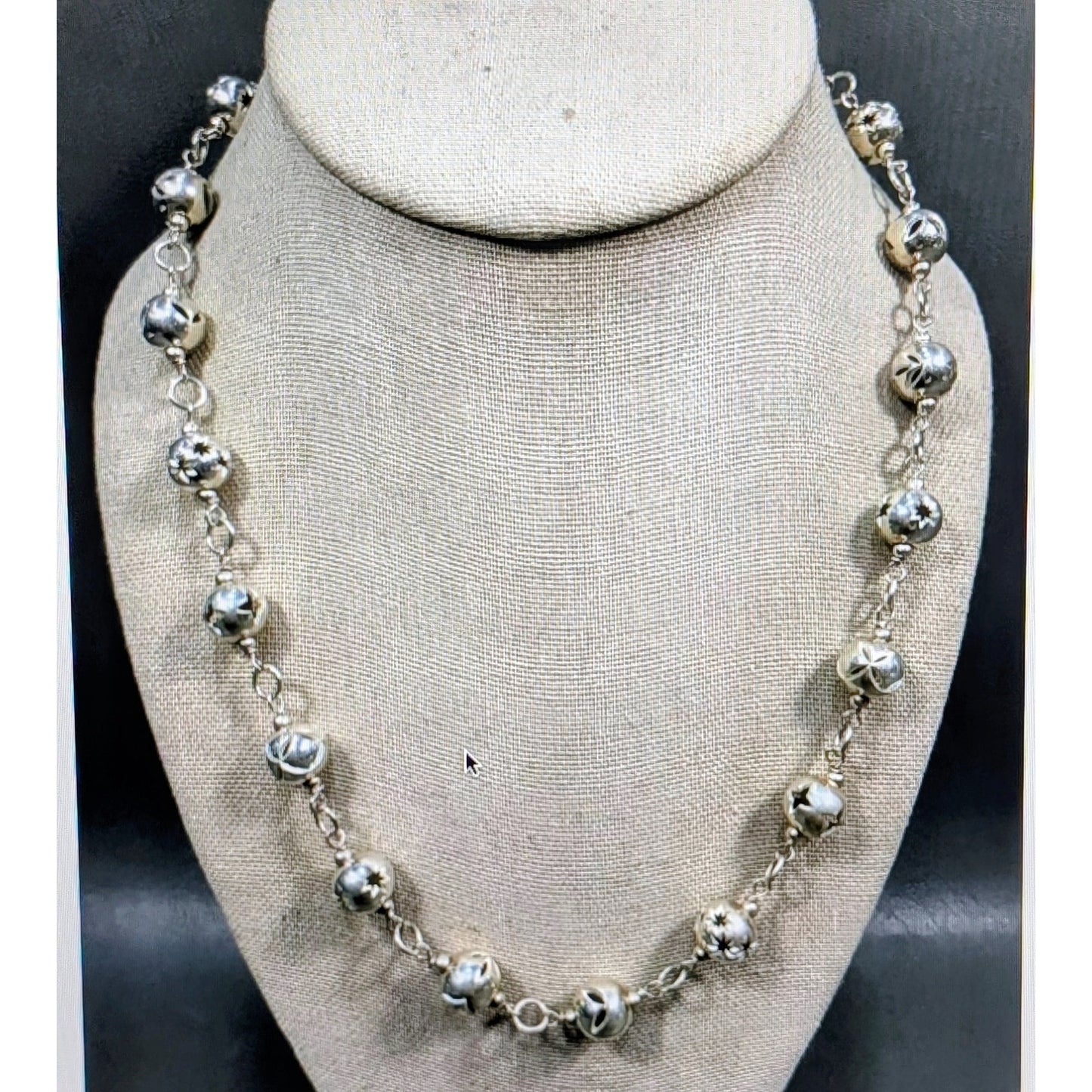 Authentic Dobbs Italy 925 Sterling Silver Cut Out Star Ball Bead Chain Necklace