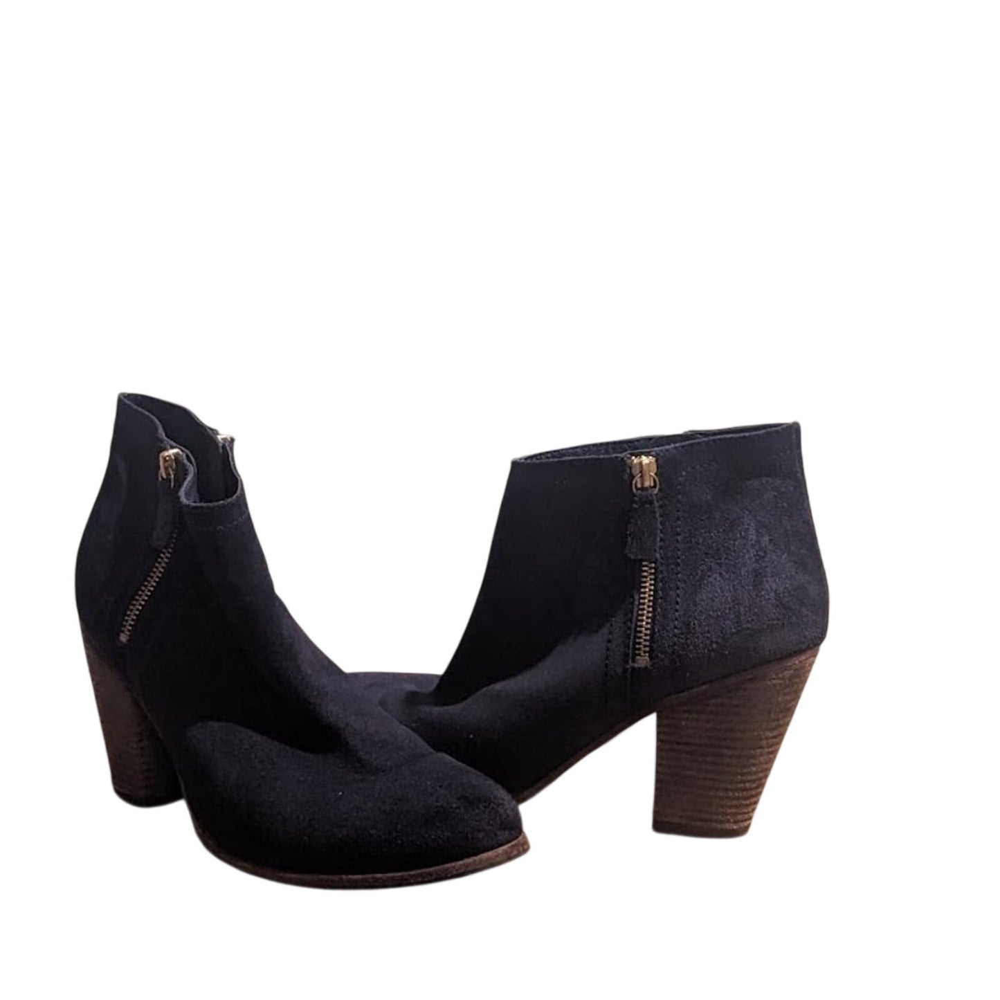 BODEN Women's Size 10.5" (EU 42) Navy Suede Side Zip Bootie with Cuban Heel