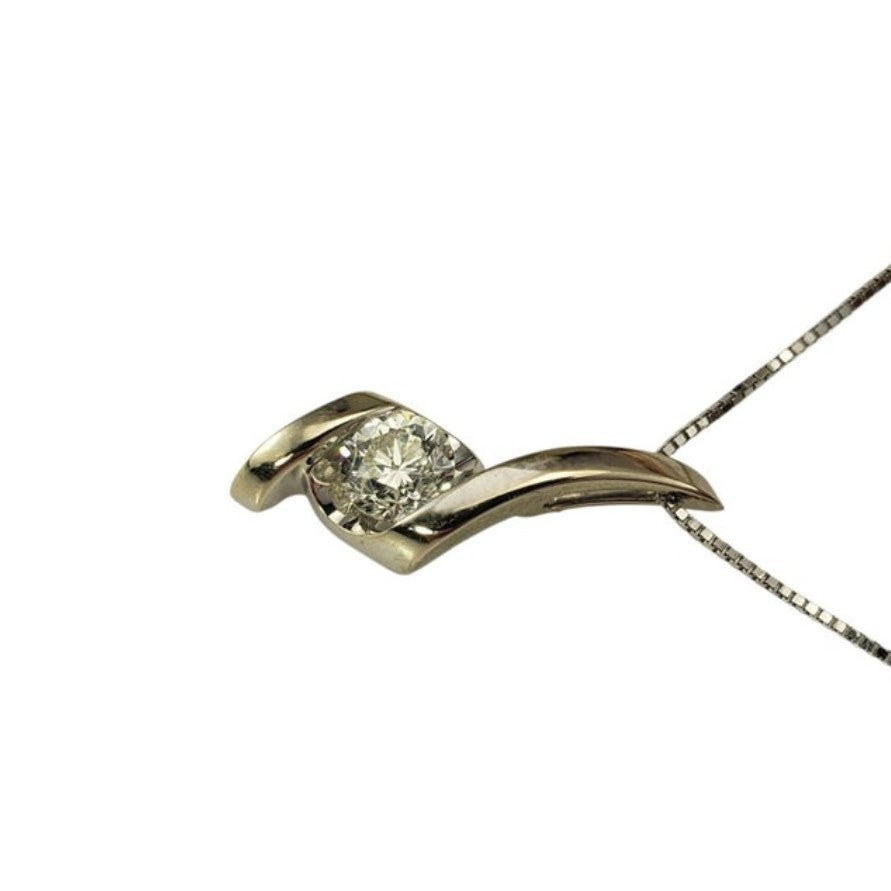 Sirena Collection 14K White Gold 1/4 ct Diamond Solitaire Pendant 19" Necklace