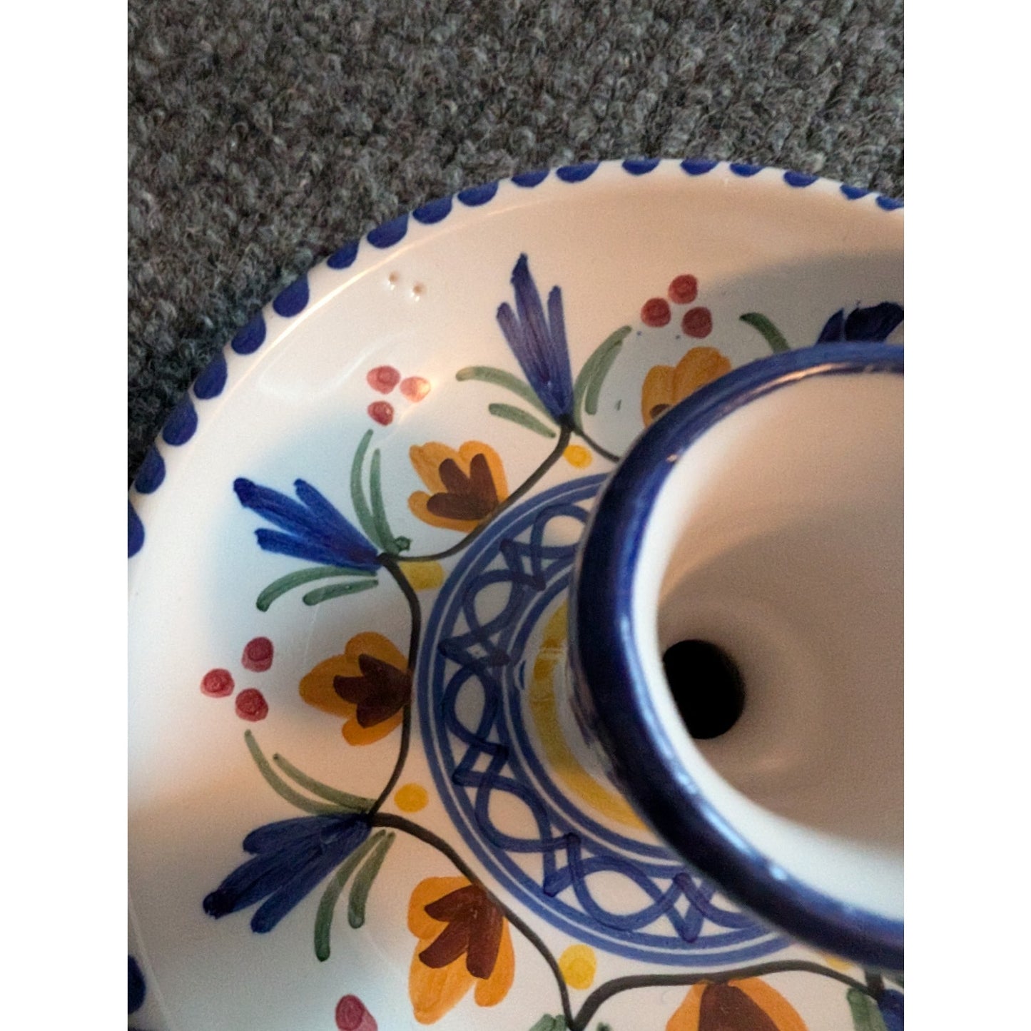 Signed De la Cal Barreira Colorful Pottery Candlestick Holder