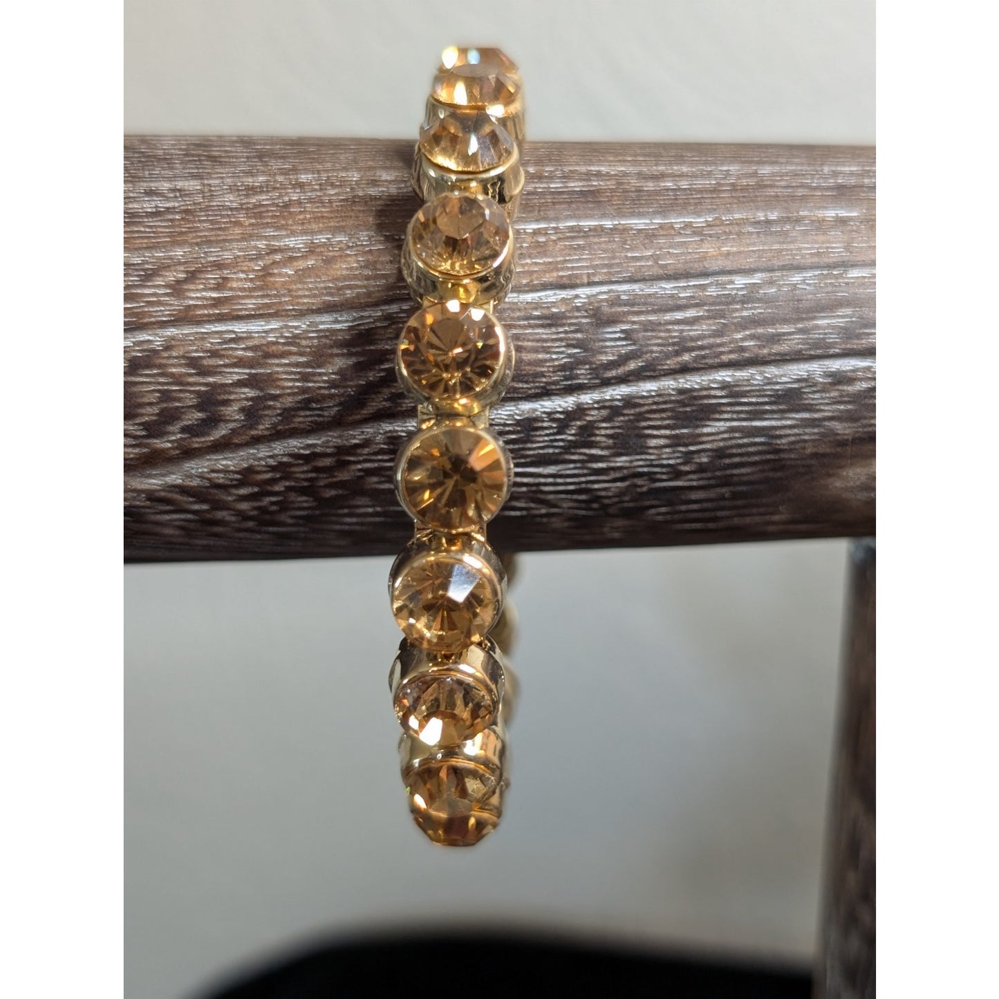 Topaz Crystal Gold Tone Magnetic Close Bangle Bracelet