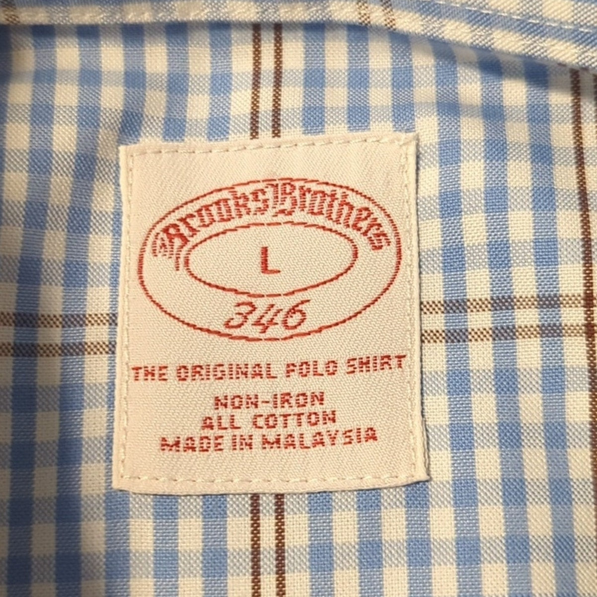 Vintage Brooks Brothers Blue Plaid The Original Polo Shirt Button Down Mens Sz L