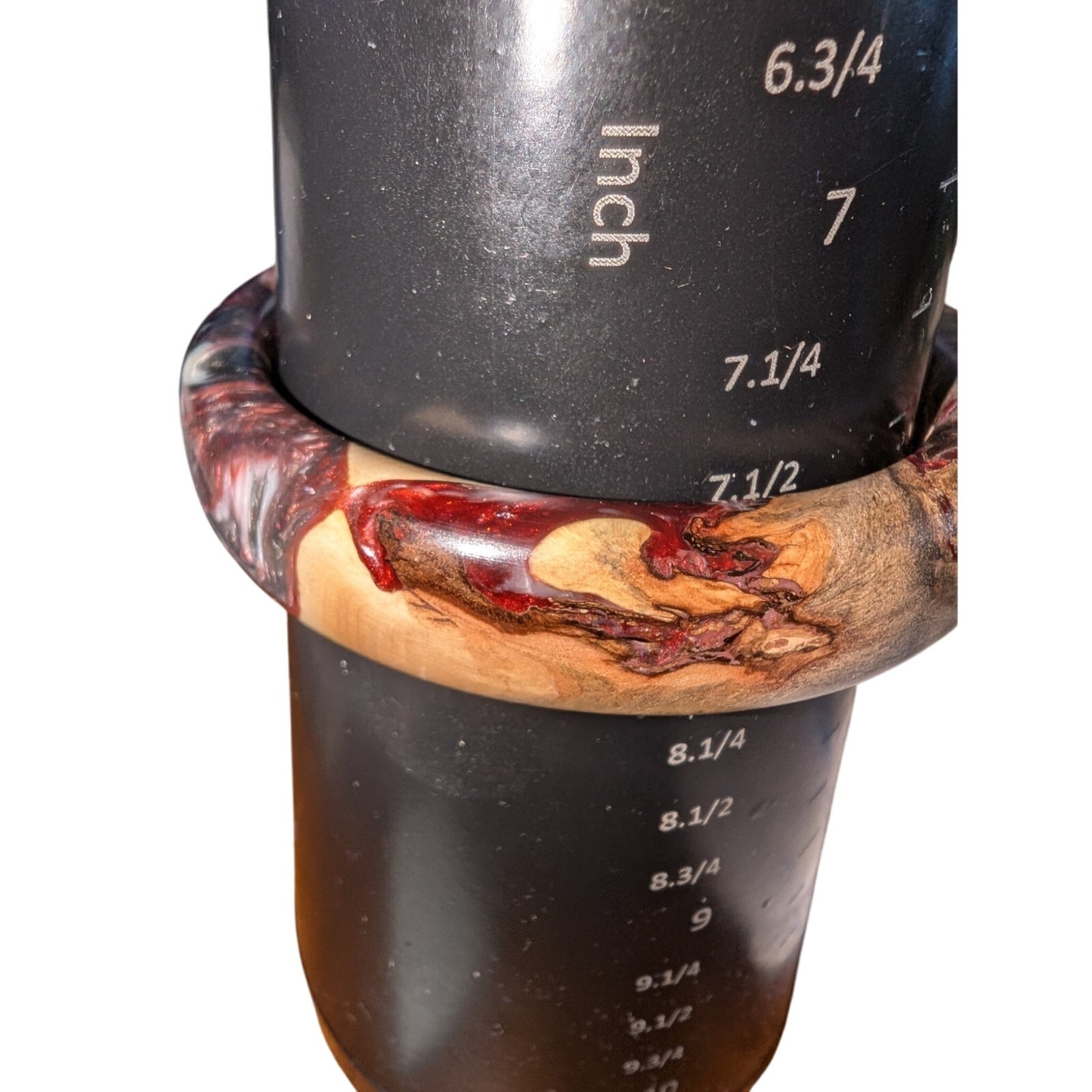 Vtg Natural Wood Colorful Browns Creams Grays & Burgundy Colored Bangle Bracelet