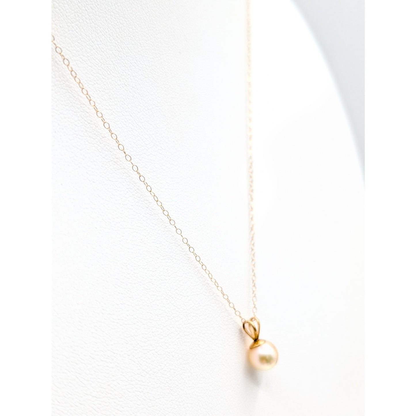 Vtg 14K Yellow Gold Genuine Pearl Pendant 18" Chain Spring Ring Clasp Necklace
