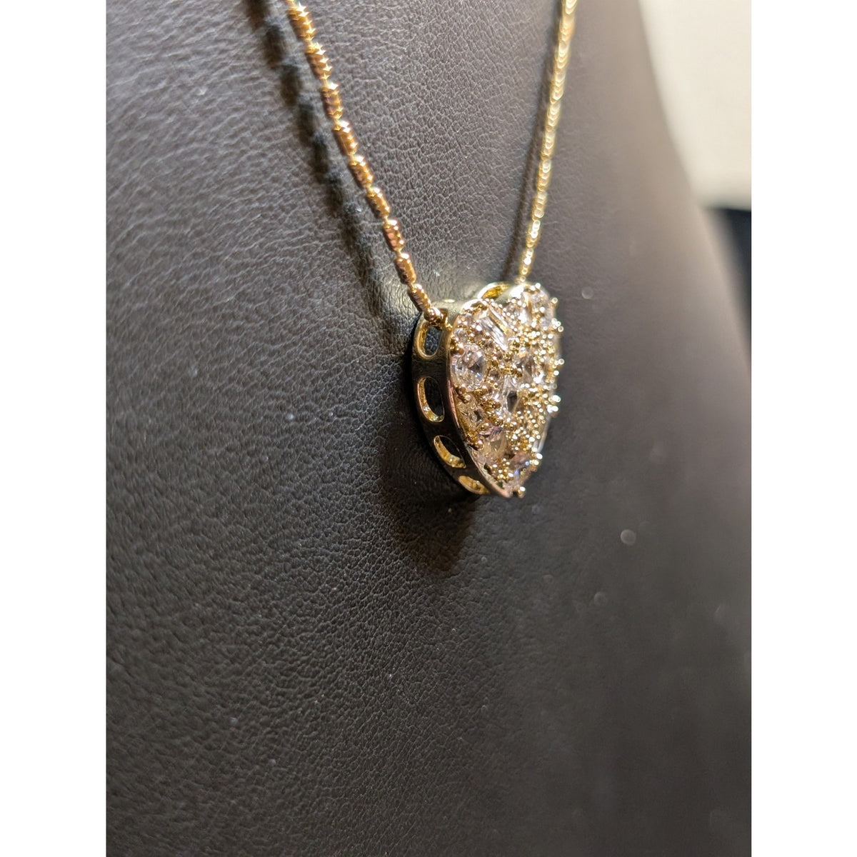 Brilliance 14k Gold Flash Plated Cubic Zirconia Baguette Heart Necklace