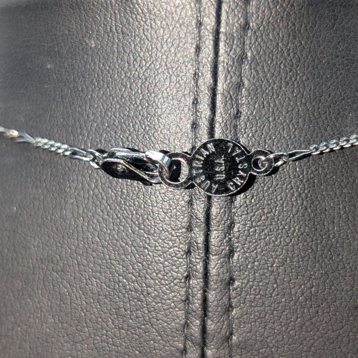Gun Metal 'Y' Drop Blue Austrian Crystal U.S.A. Heart Chain 16" Necklace